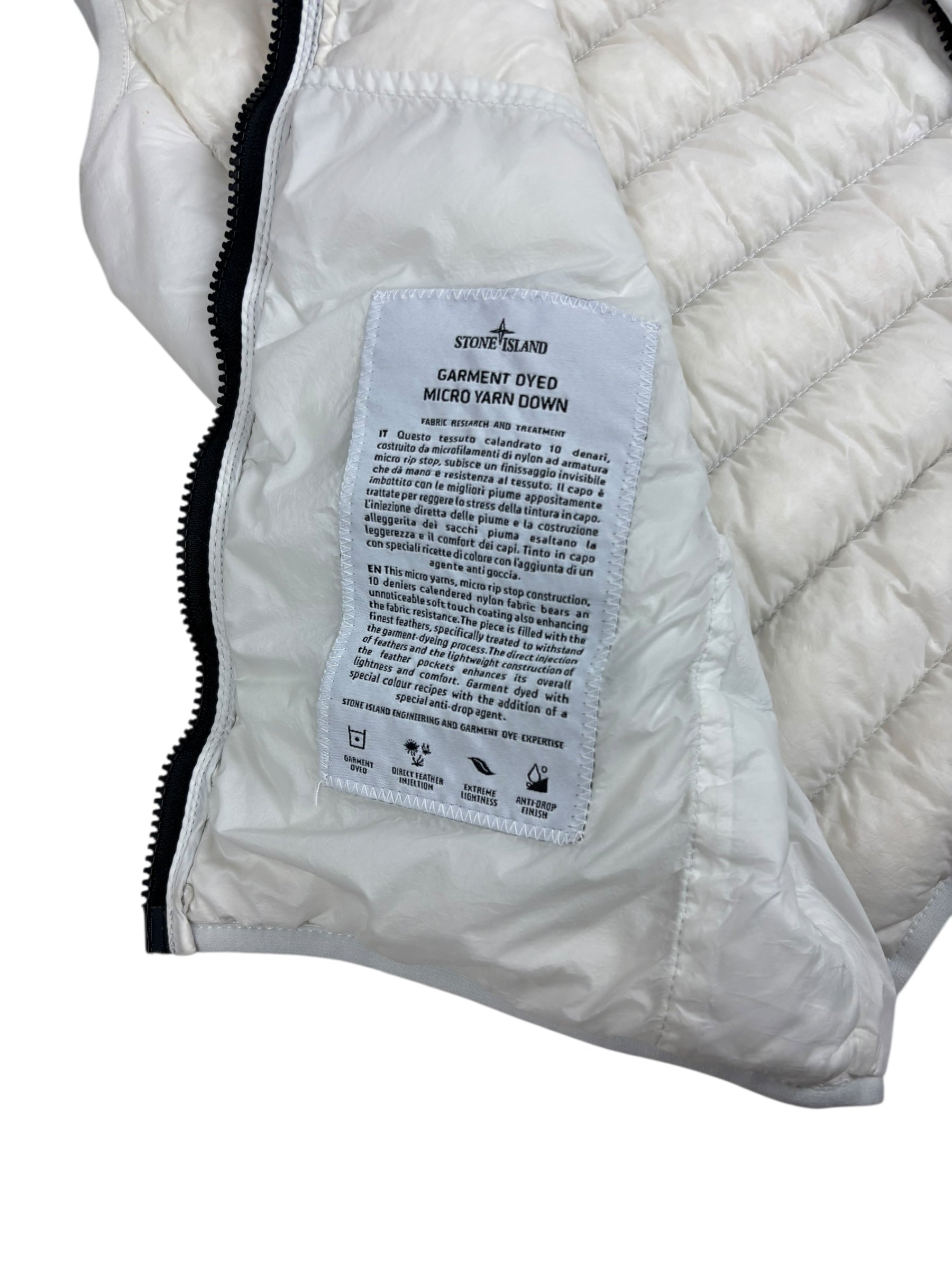 GILET STONE ISLAND GARMENT DYED MICRO YARN DOWN - BLANC - TAILLE M