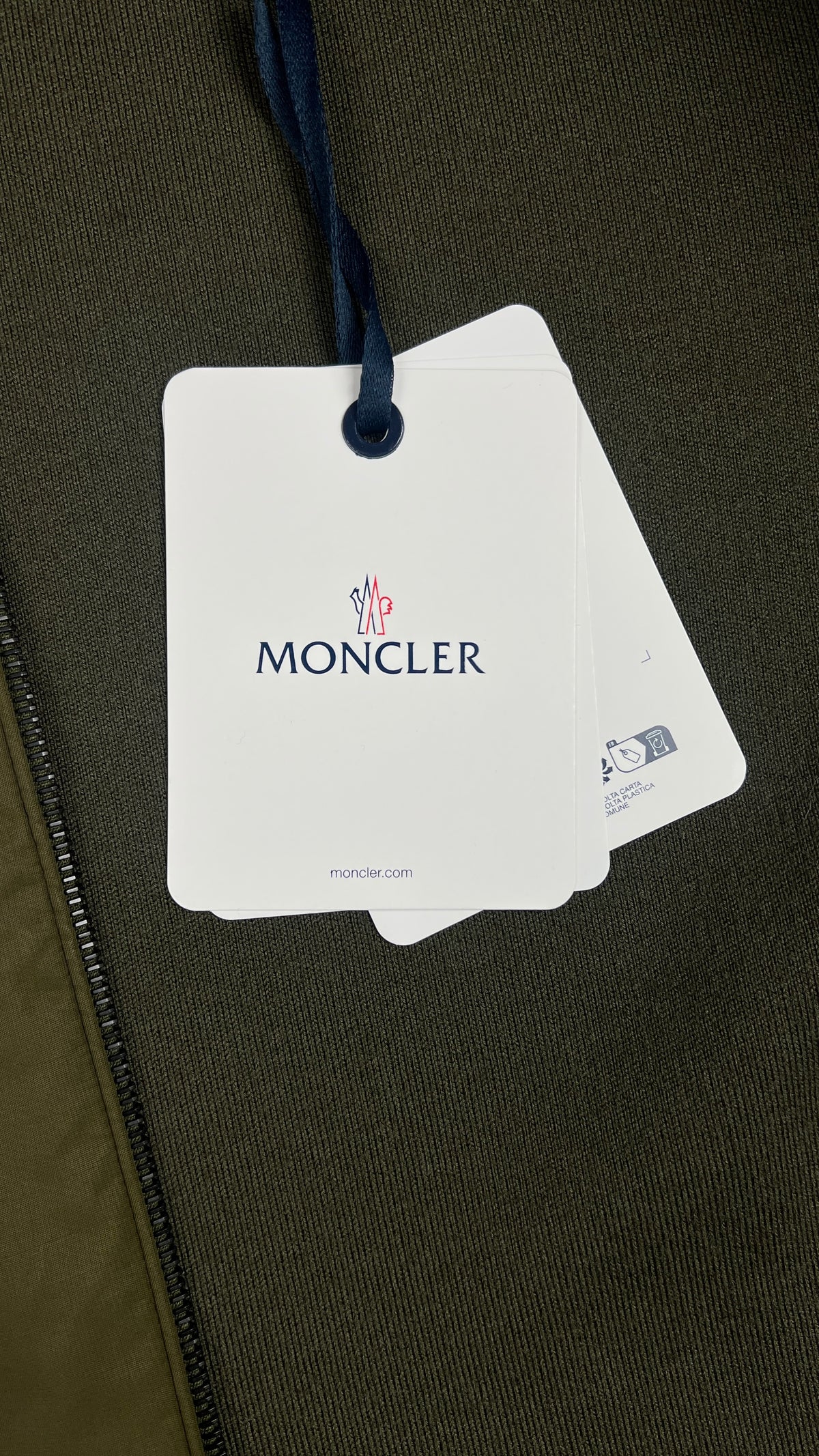 Cardigan Zippé Moncler Hybride Col Montant, Kaki, Taille L, Neuf — photographie complémentaire 5