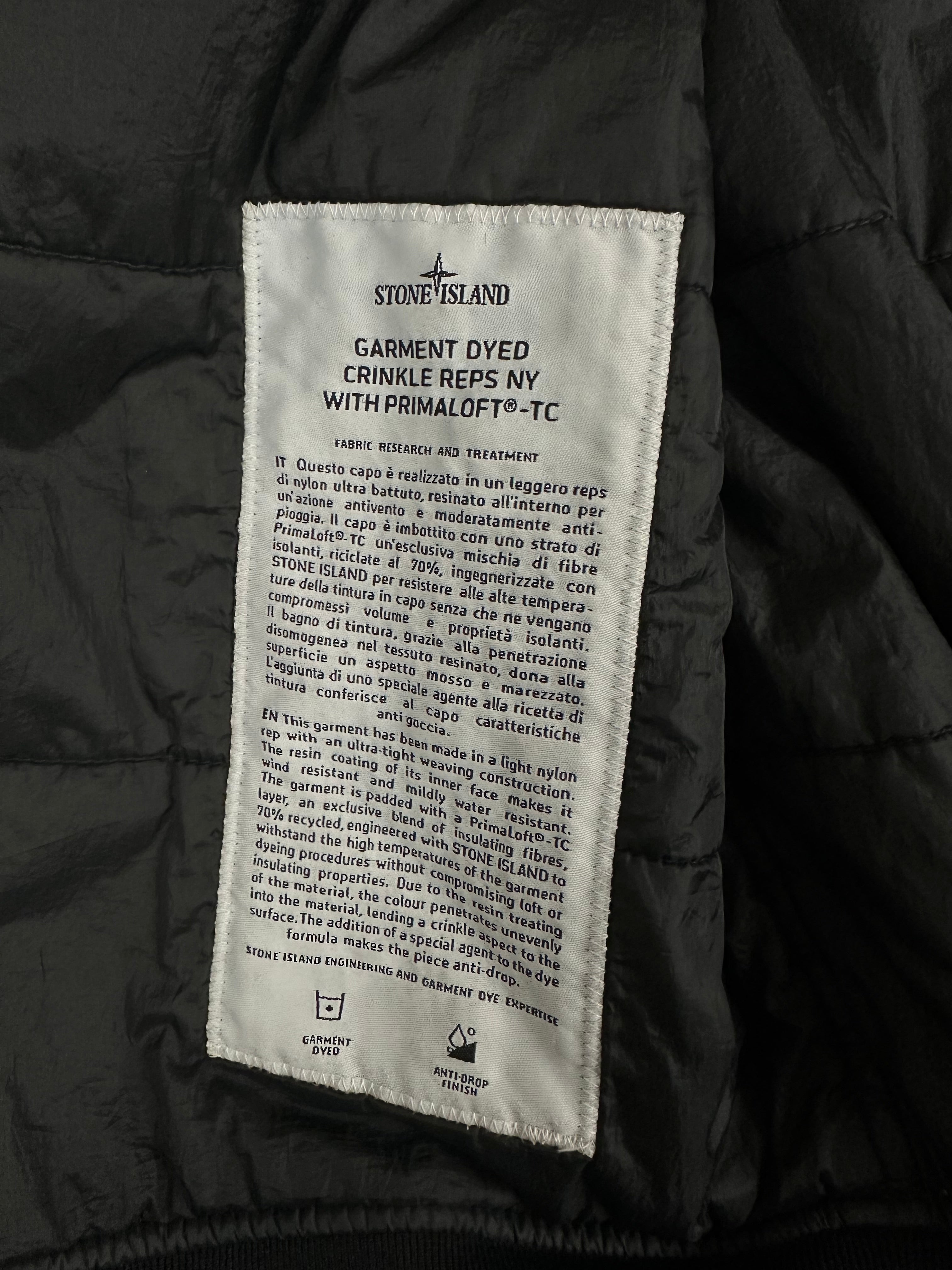 VESTE STONE ISLAND GARMENT DYED CRINKLE REPS NY WITH PRIMALOFT-TC - NOIR - TAILLE S