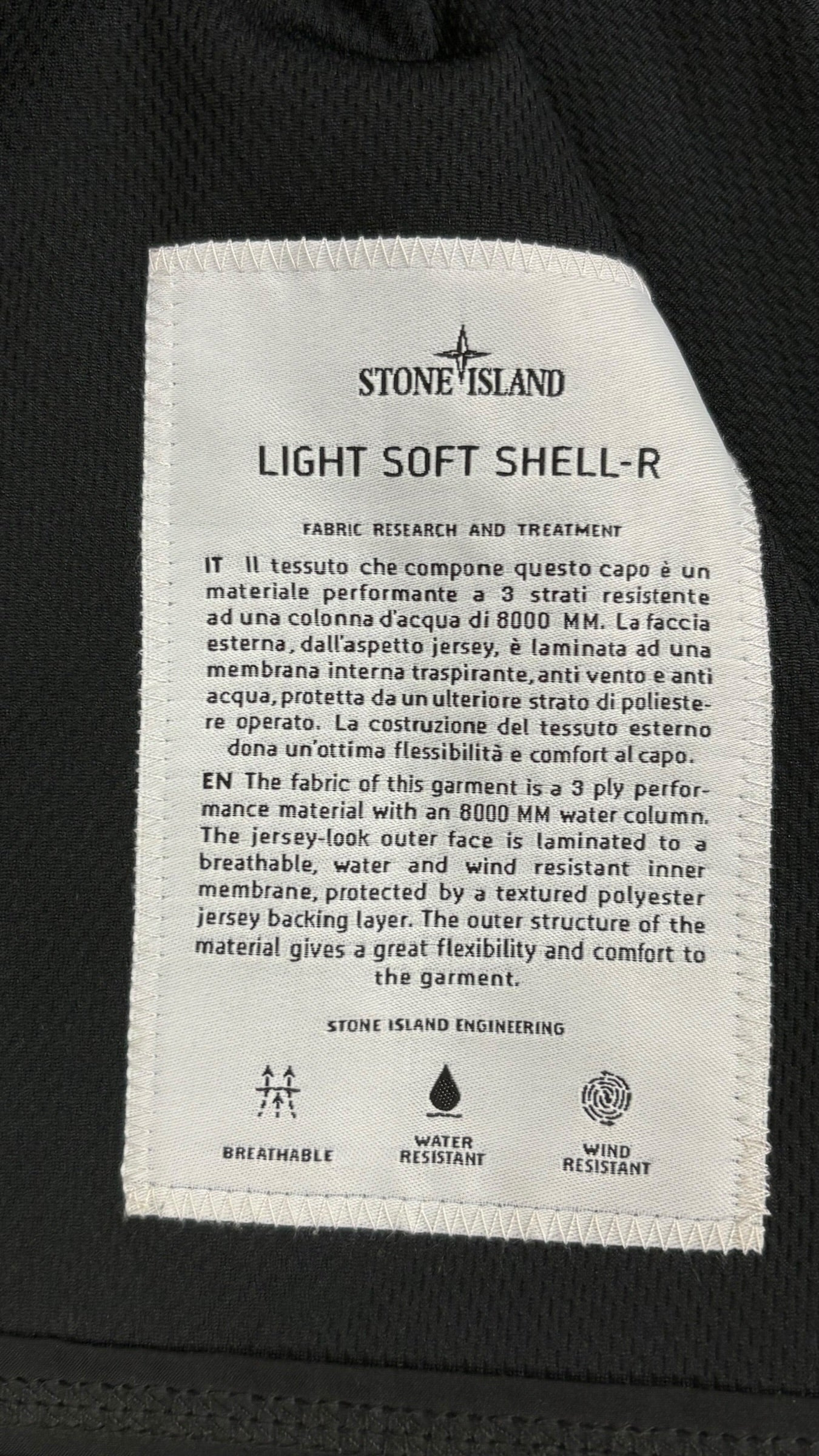 VESTE STONE ISLAND LIGHT SOFT SHELL-R - NOIR - TAILLE S