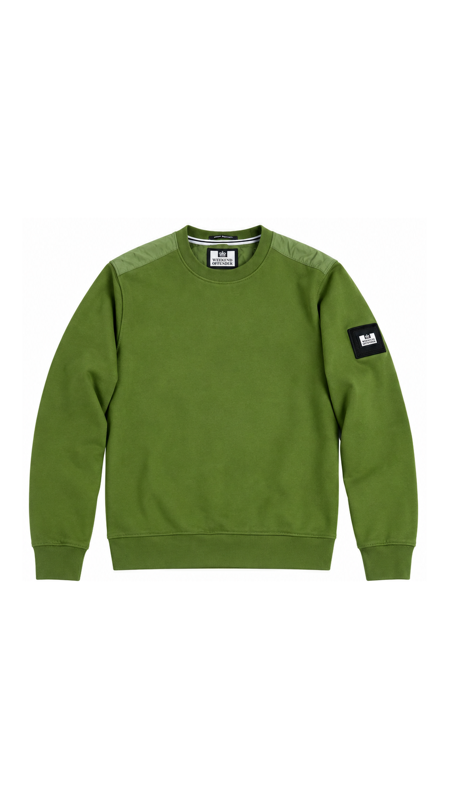 Sweat-shirt Crewneck Weekend Offender à Empiècements Nylon, Vert, Taille M — photographie principale