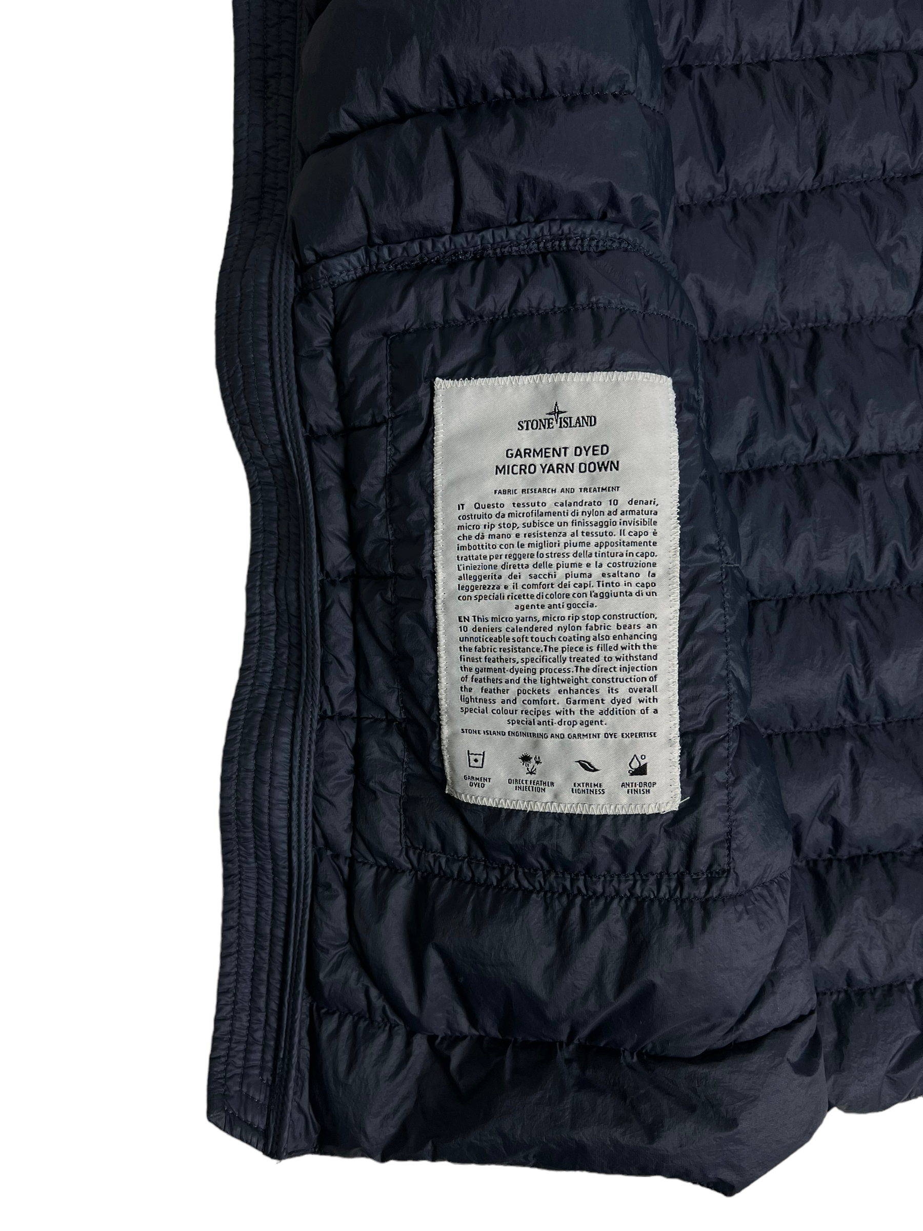 GILET STONE ISLAND GARMENT DYED MICRO YARN DOWN