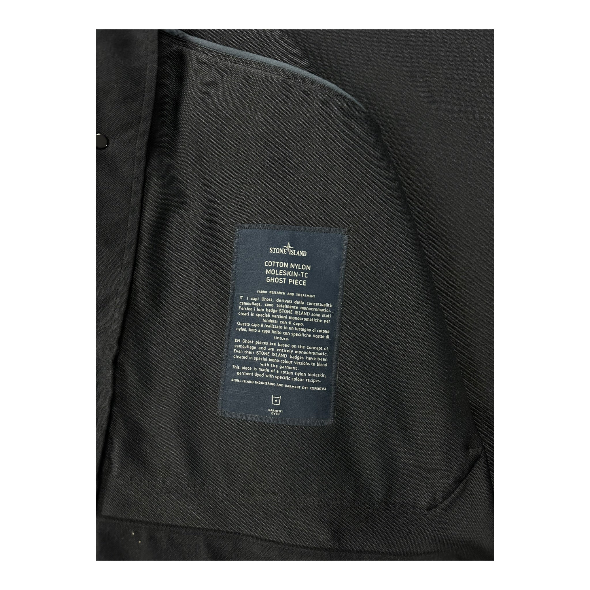 VESTE STONE ISLAND COTTON NYLON MOLESKIN-TC GHOST PIECE - NB08