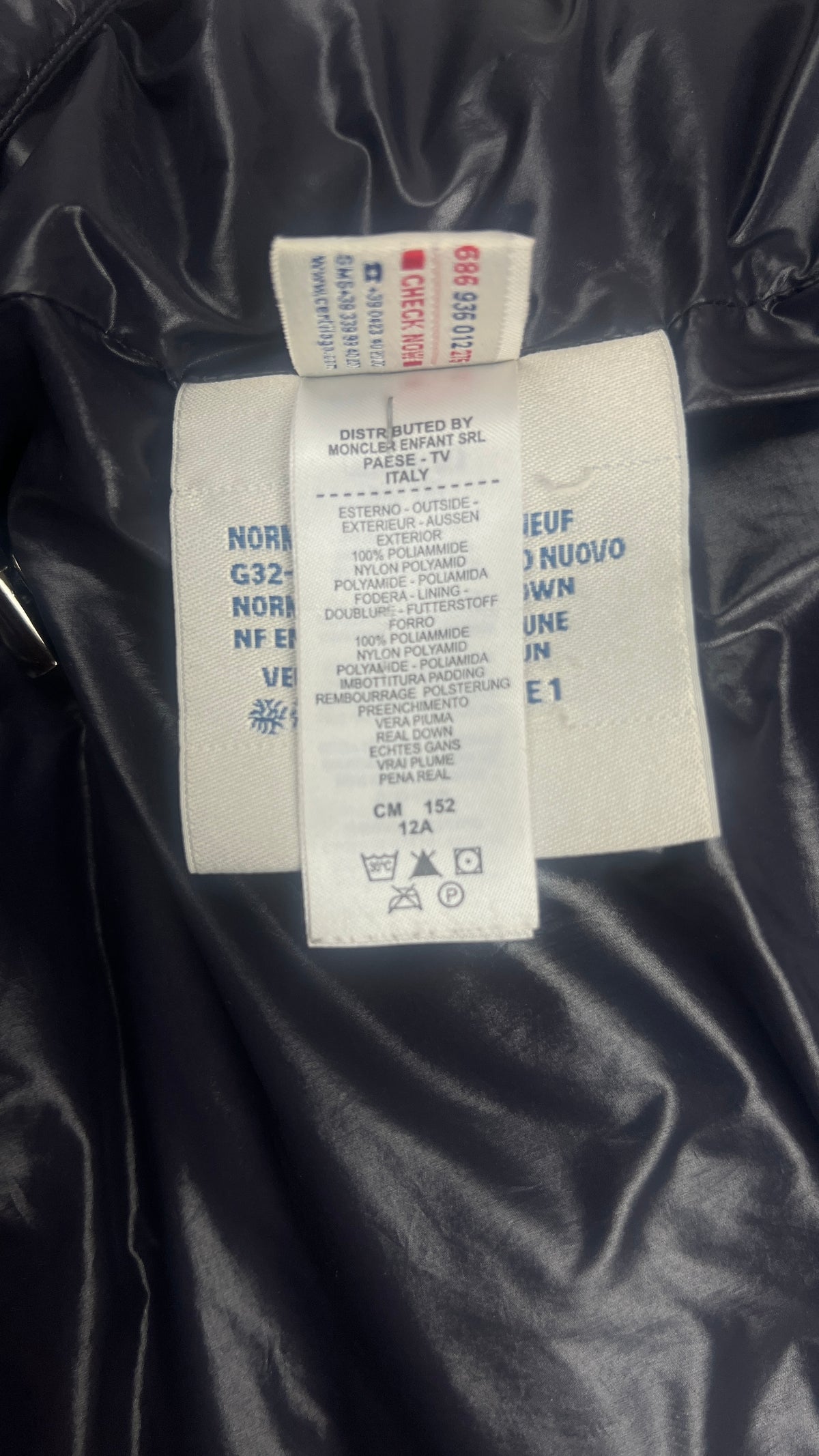 Doudoune Moncler Junior en Nylon Laqué, Marine, Taille XS — photographie complémentaire 7