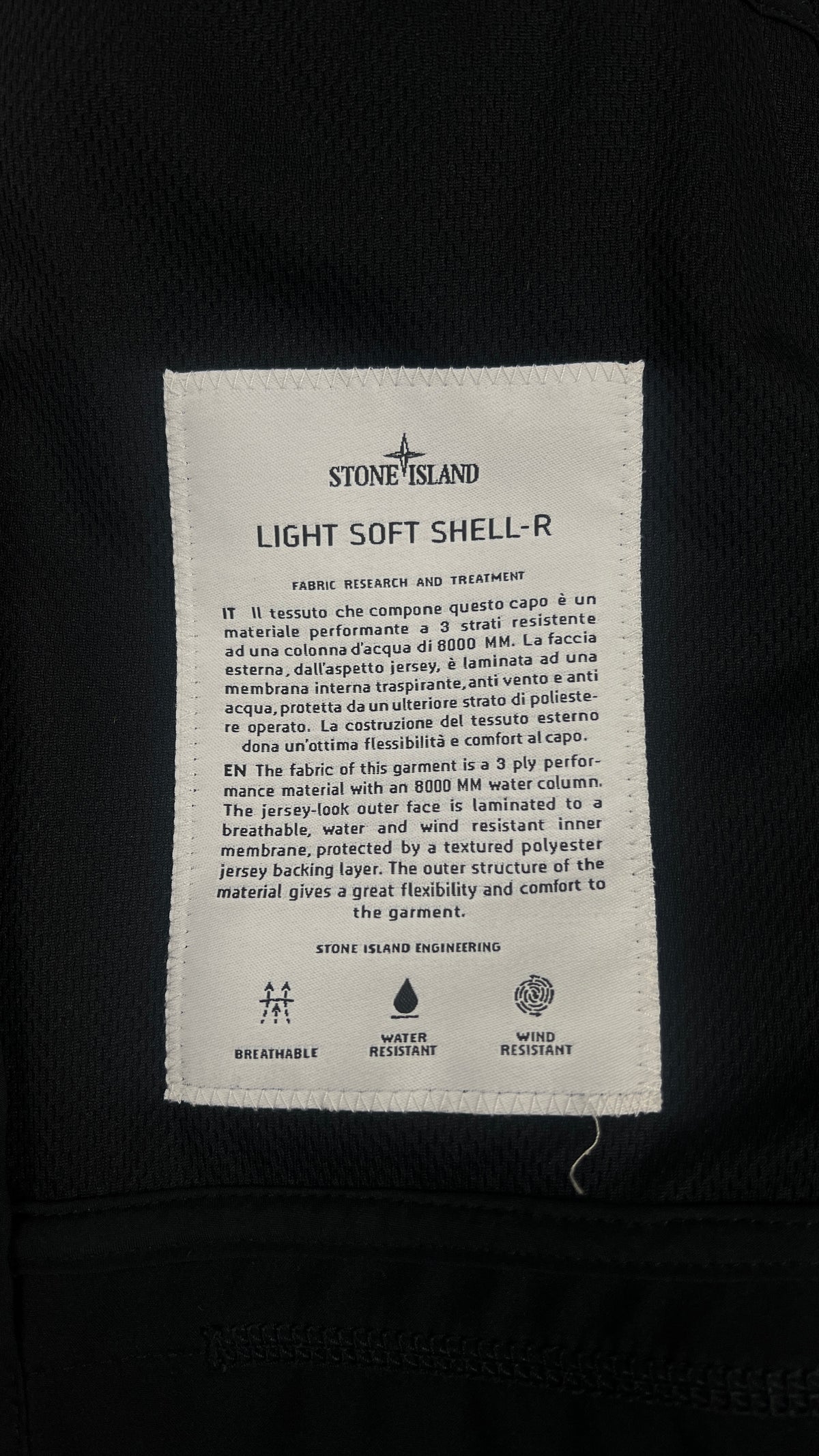 Veste à Capuche Stone Island Light Soft Shell-R, Noir, Taille S — photographie complémentaire 5