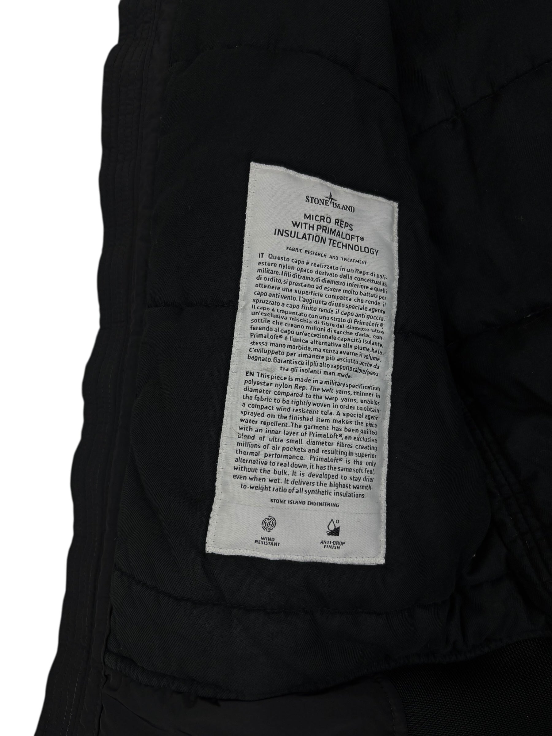 VESTE STONE ISLAND MICRO REPS WITH PRIMALOFT INSULATION TECHNOLOGY - NOIR - TAILLE S