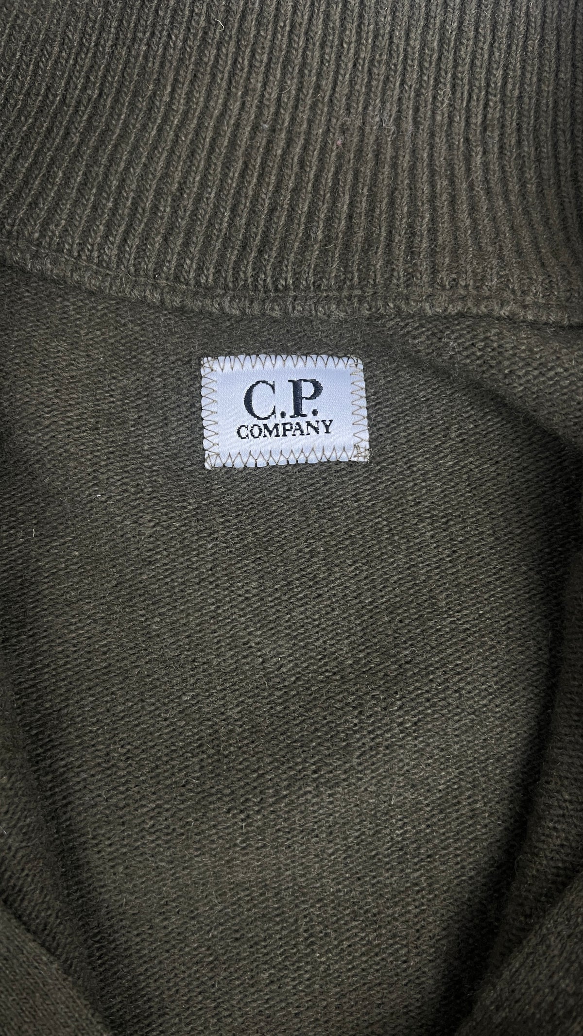 Pull Demi-Zip C.P Company Lens en Laine, Kaki, Taille S — photographie complémentaire 4