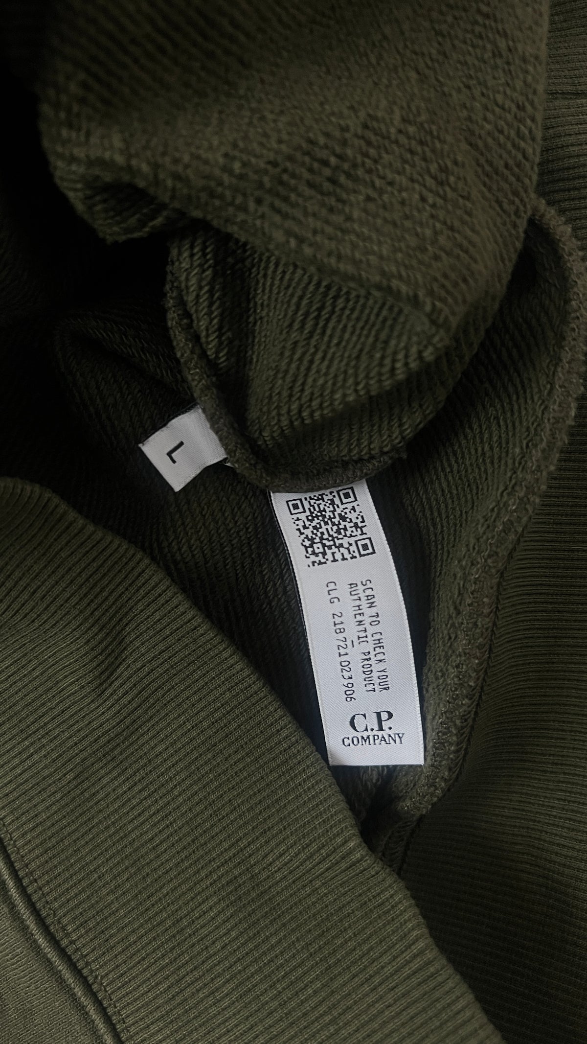 Sweat-shirt Crewneck C.P Company Diagonal Raised Fleece Lens, Kaki, Taille L — photographie complémentaire 5