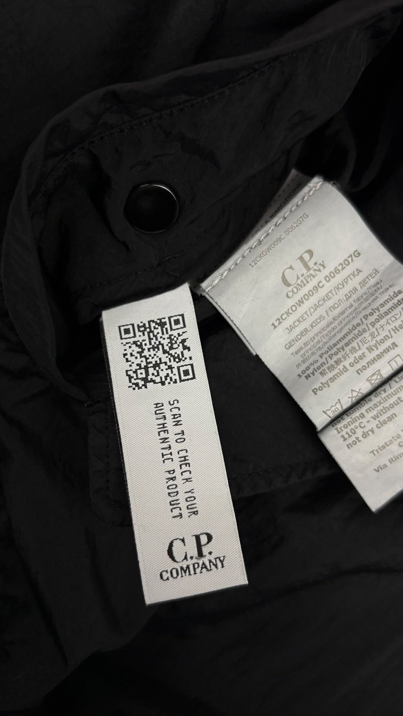 VESTE C.P COMPANY CR-L GARMENT DYEING - NOIR - TAILLE 12 ANS