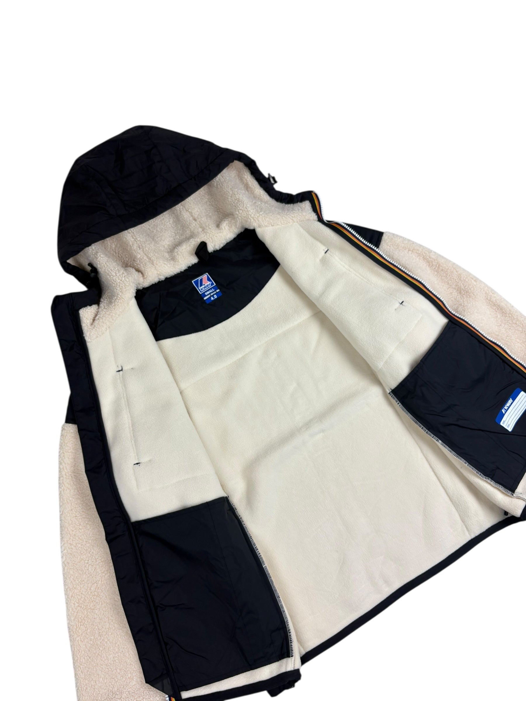 VESTE POLAIRE K-WAY SAMSON 4.0 ORSETTO - BLACK PURE-ECRU - NEUF