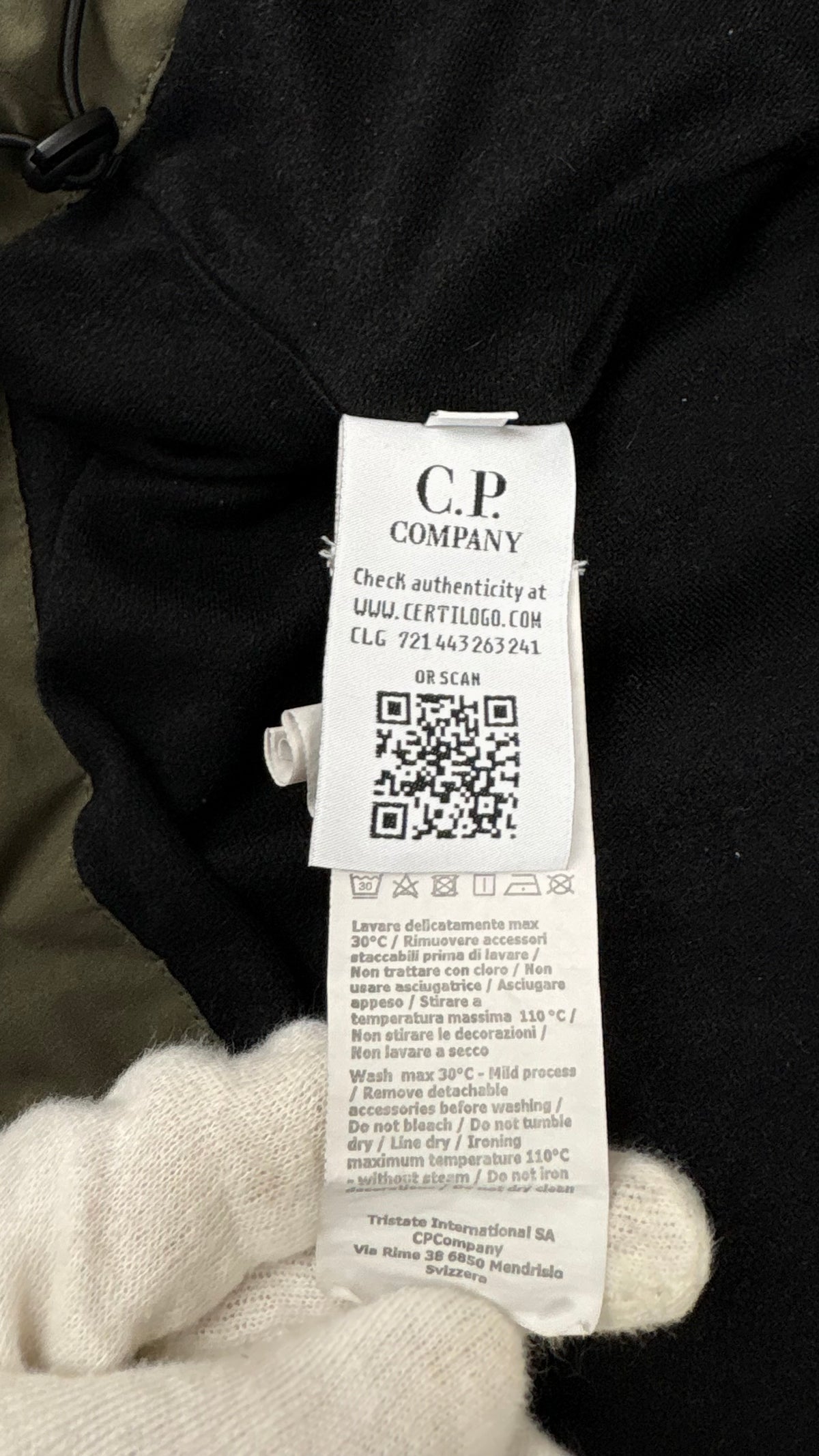 Sweat-shirt Crewneck C.P Company Logo Technique kaki taille S, détail étiquettes et finitions — vue 6