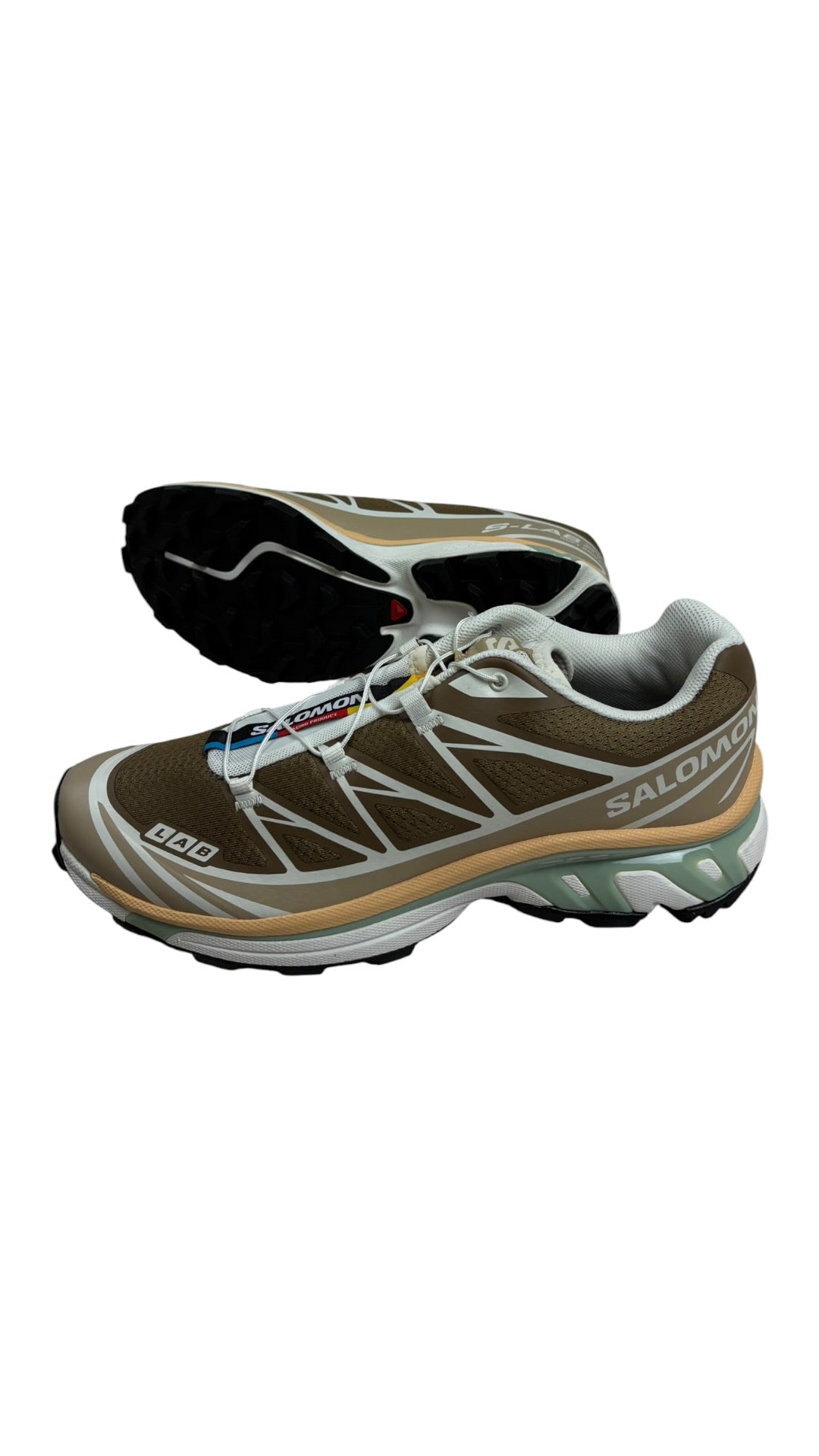 Sneakers Salomon XT-6 Coyote Brown/Safari/Sahara Sun neuf - Logo et étiquette