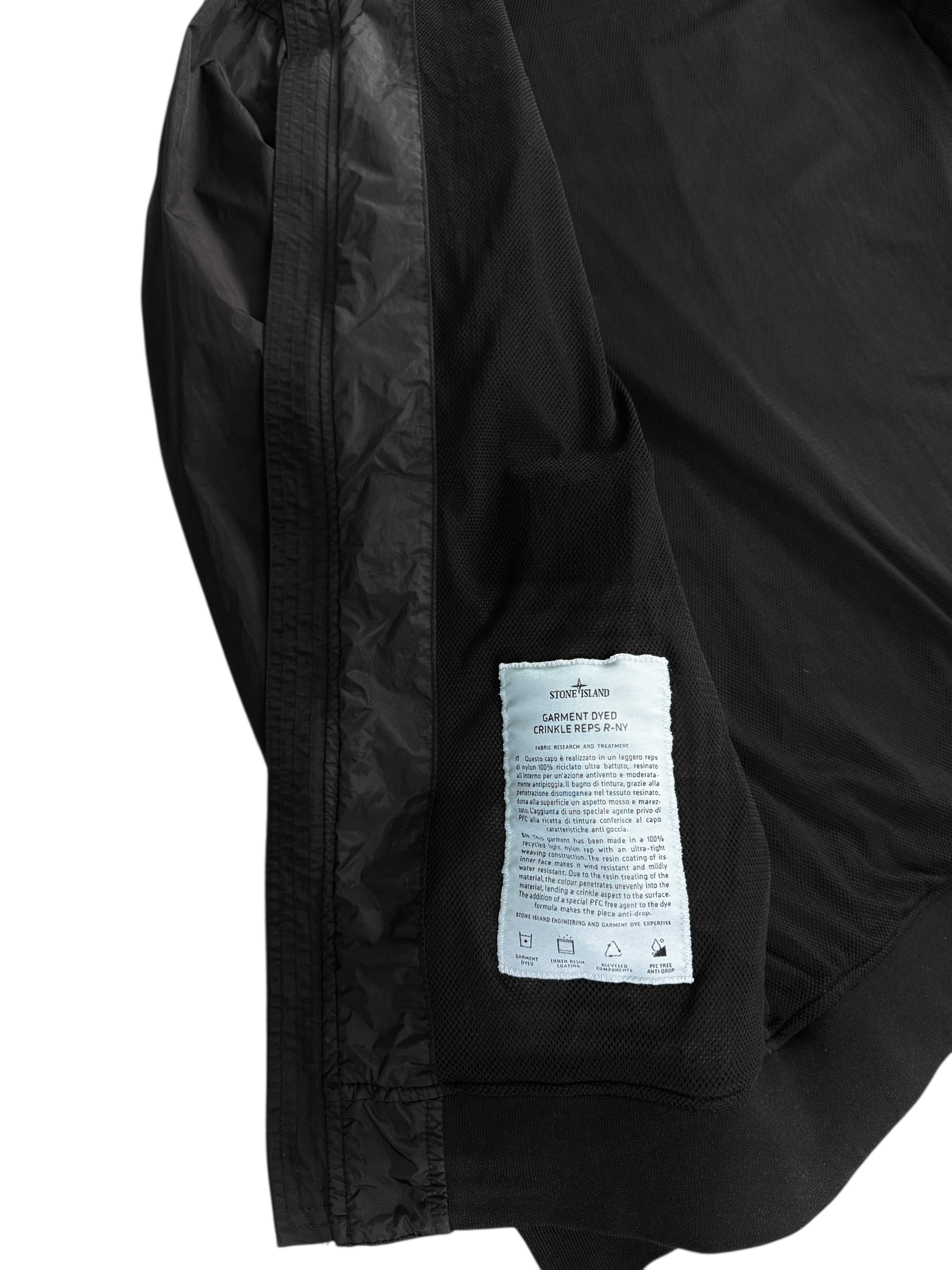 VESTE STONE ISLAND GARMENT DYED CRINKLE REPS R-NY - NOIR - TAILLE XXL