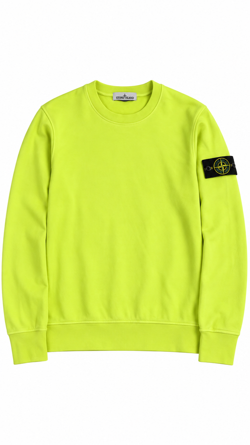 Felpa girocollo Stone Island in cotone felpato - Giallo - Taglia S