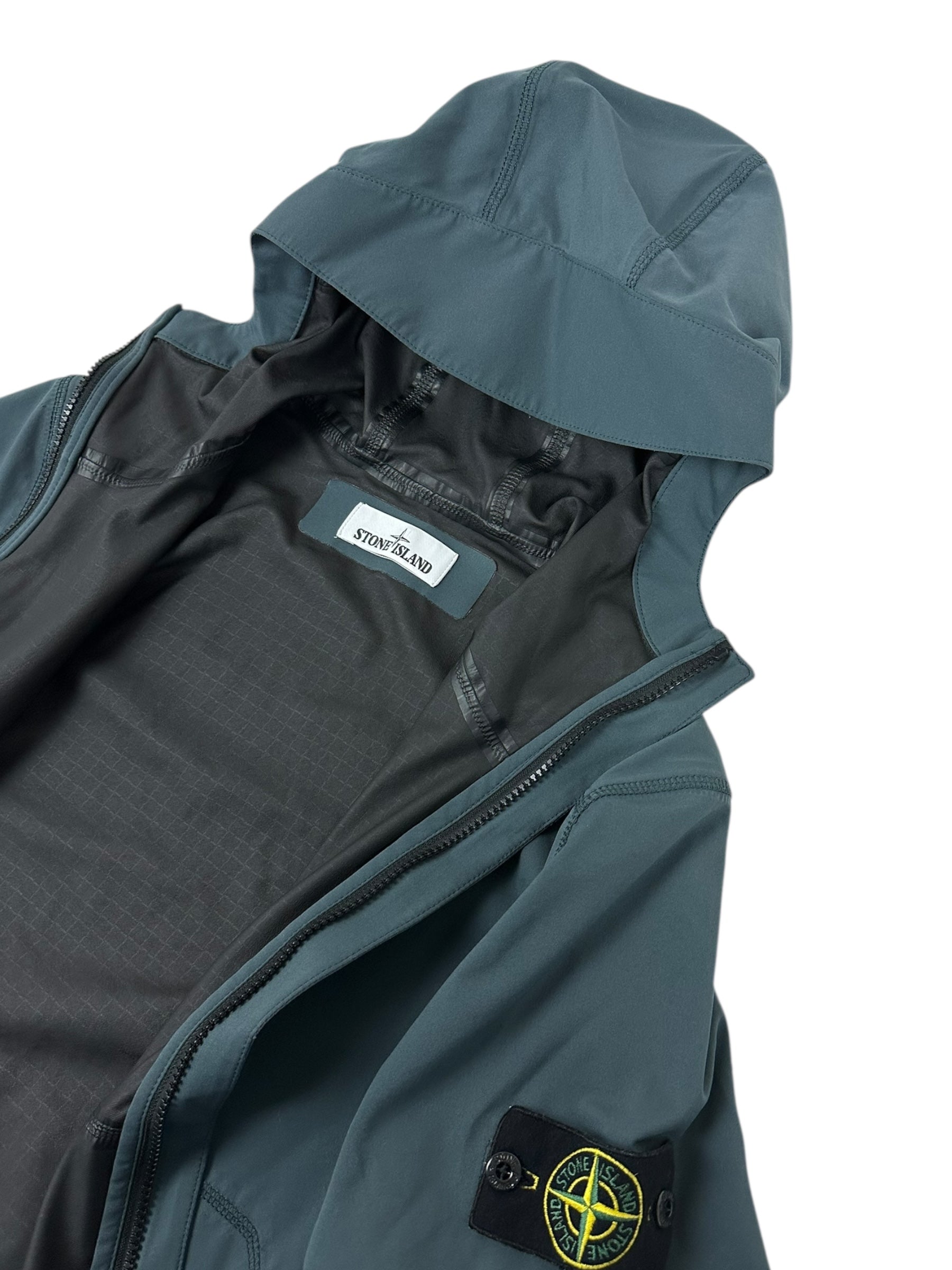 VESTE STONE ISLAND LIGHT SOFT SHELL SI CHECK GRID - BLEU PÉTROLE - TAILLE S