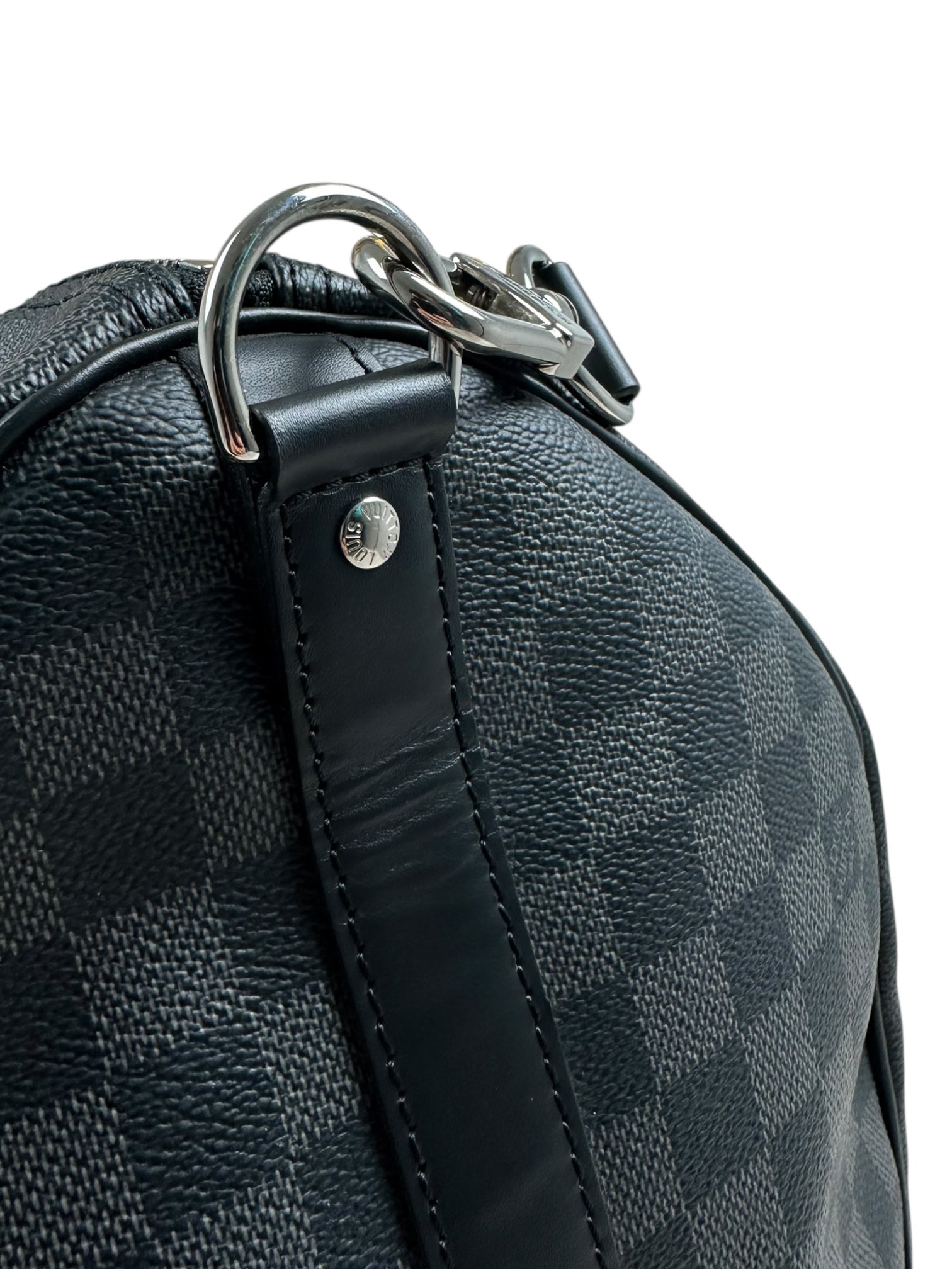 LOUIS VUITTON - SAC DE VOYAGE KEEPALL BANDOULIÈRE 55 - TOILE DAMIER GRAPHITE