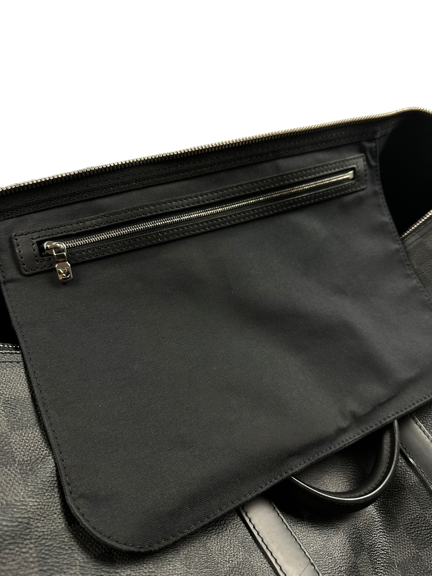 LOUIS VUITTON - SAC DE VOYAGE KEEPALL BANDOULIÈRE 55 - TOILE DAMIER GRAPHITE