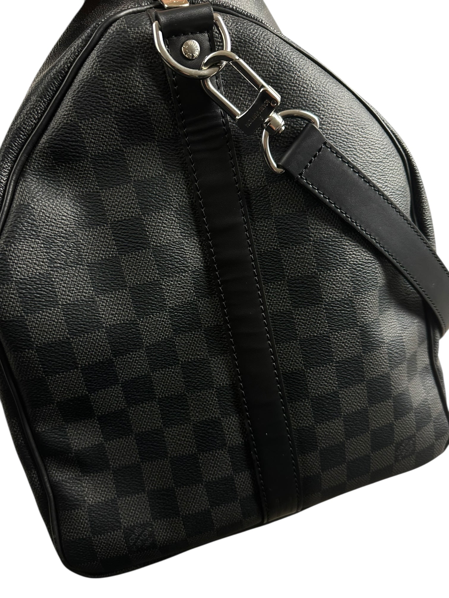 LOUIS VUITTON - SAC DE VOYAGE KEEPALL BANDOULIÈRE 55 - TOILE DAMIER GRAPHITE