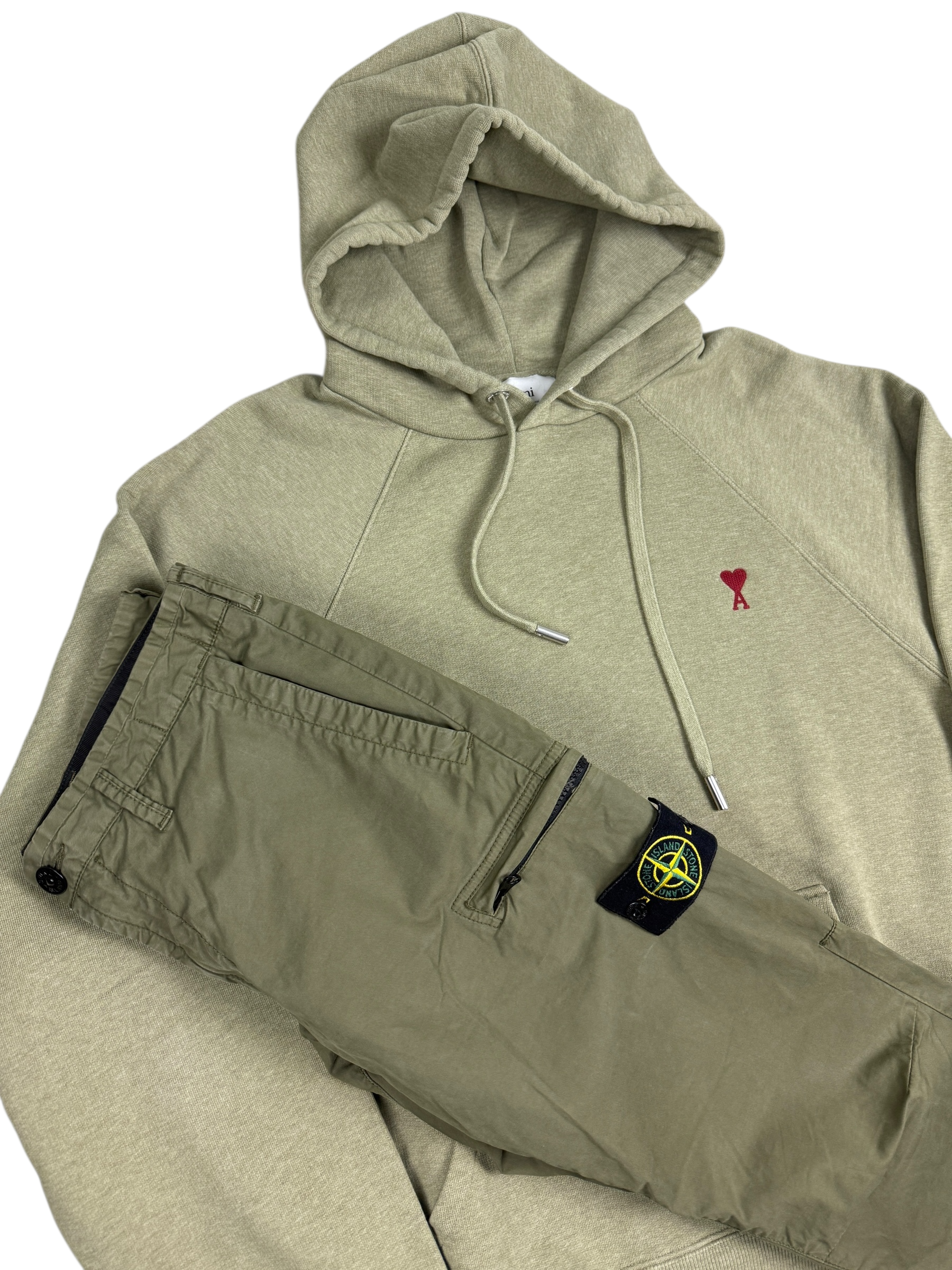 Hoodie Ami Paris kaki taille XL - Vue de dos