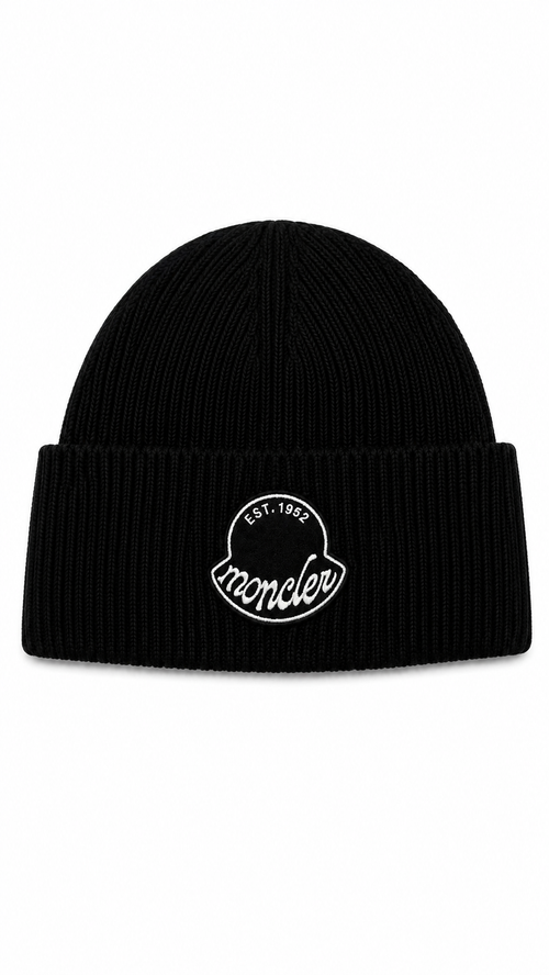 Bonnet Moncler en Laine Vierge - Noir - Taille Unique - Neuf