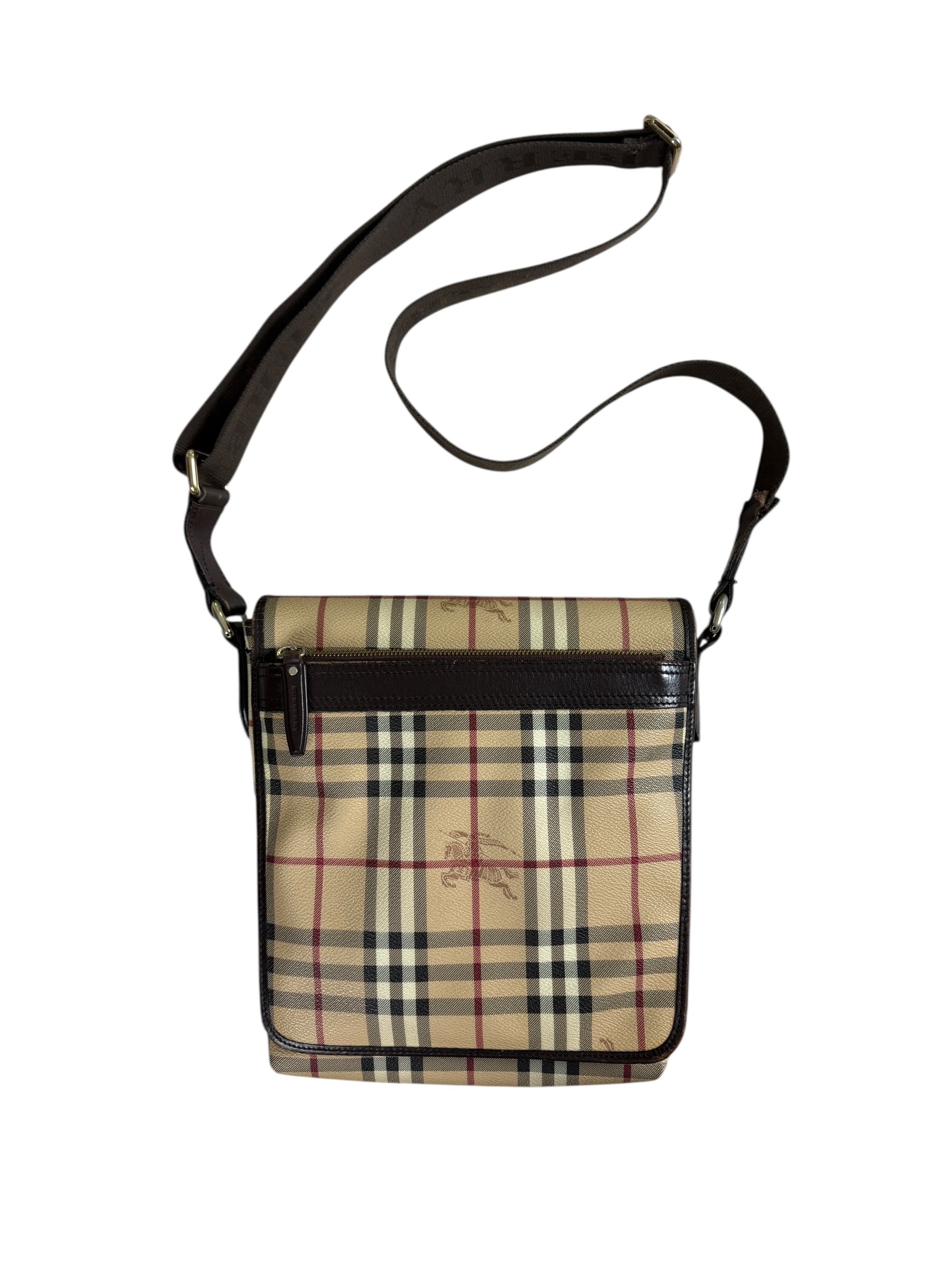 Sacoche Burberry crème / marron taille UNI - Vue de face
