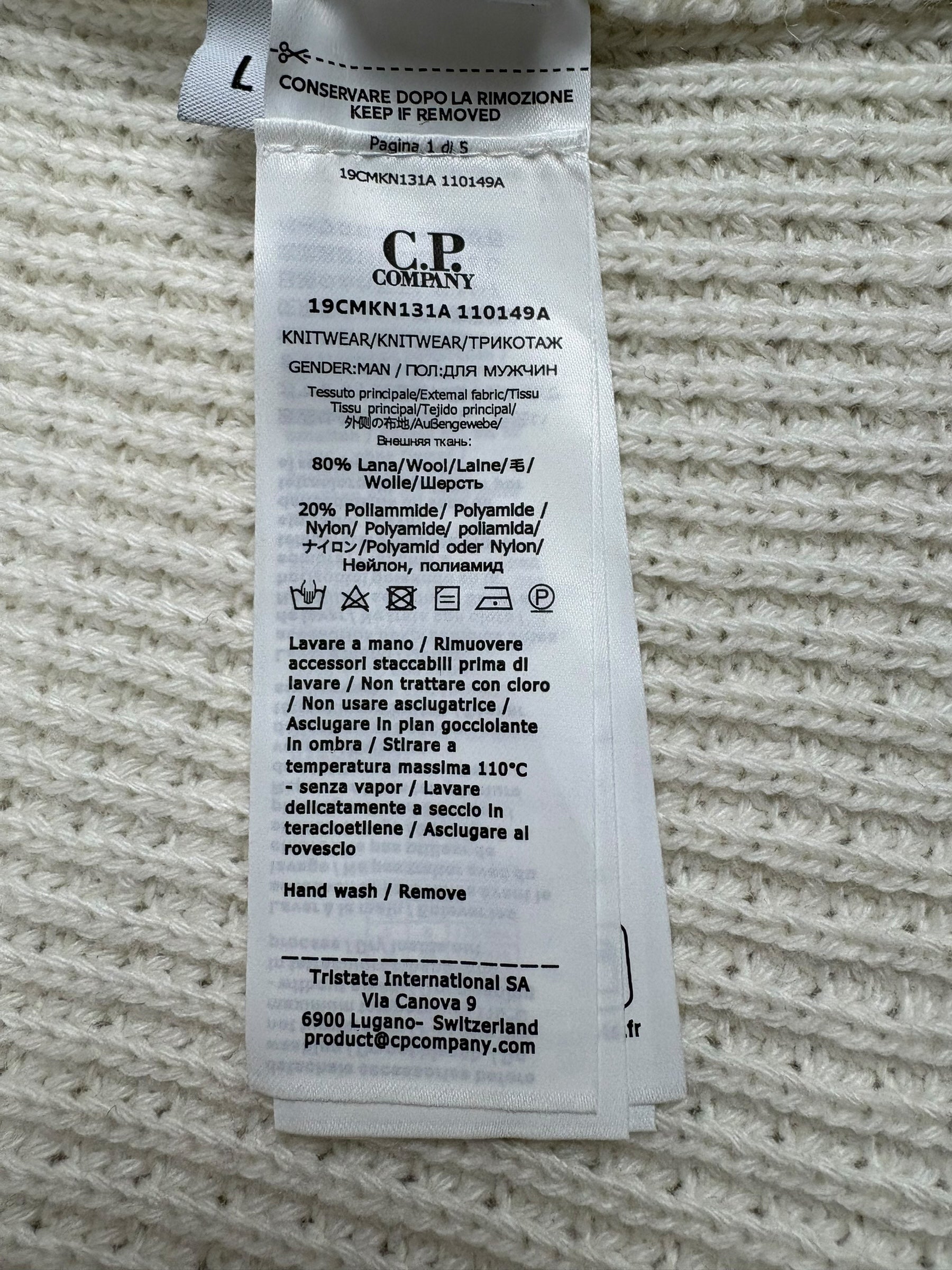 Cardigan C.P Company crème taille L - Vue côté