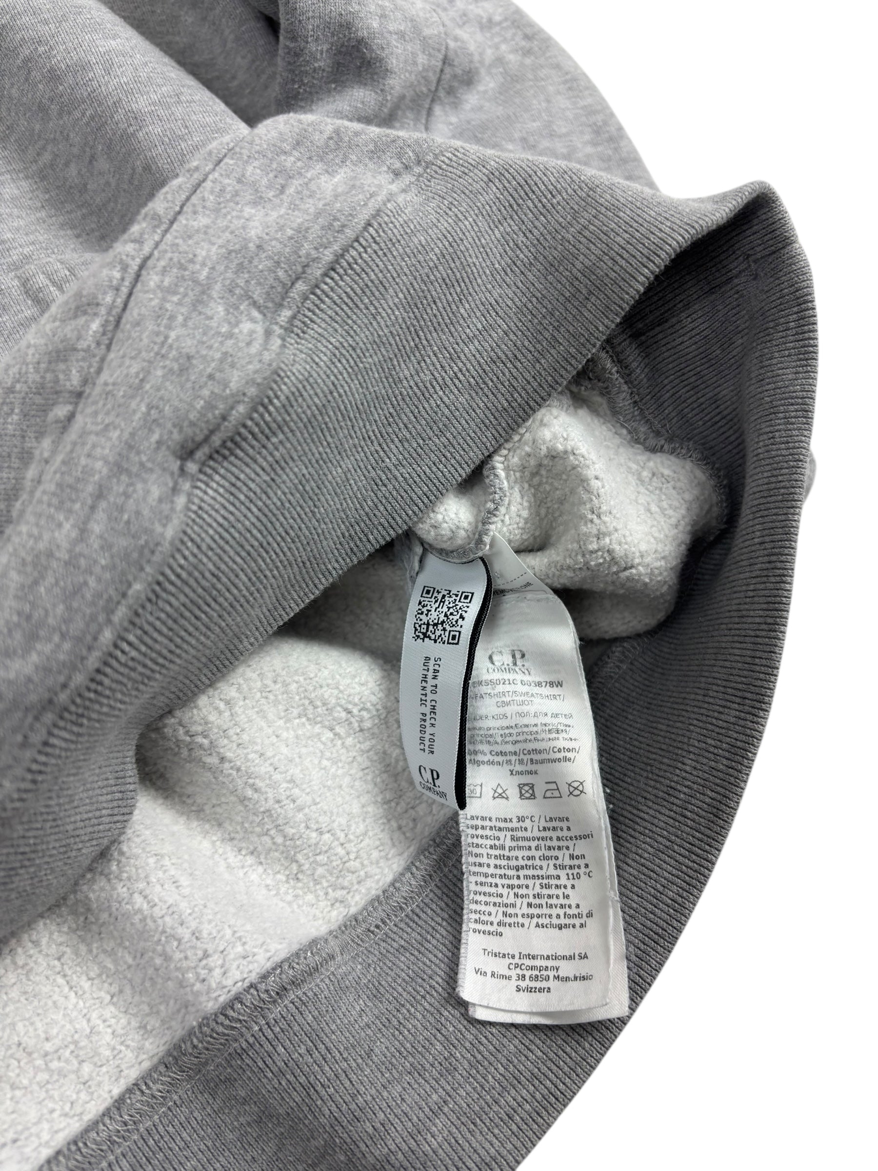 Hoodie C.P Company gris taille 12 ans - Détail