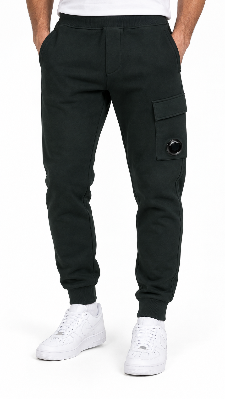 Jogging C.P Company Diagonal Raised Fleece Lens Raven gris, détail étiquettes et finitions — vue 4