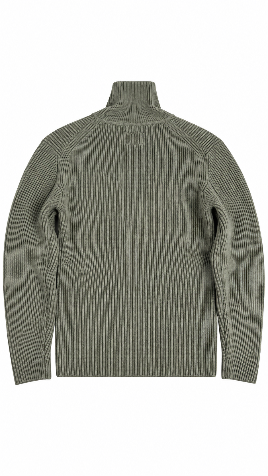 Pull Col Roulé C.P Company Full Rib kaki grisé taille L, vue de dos — vue 2
