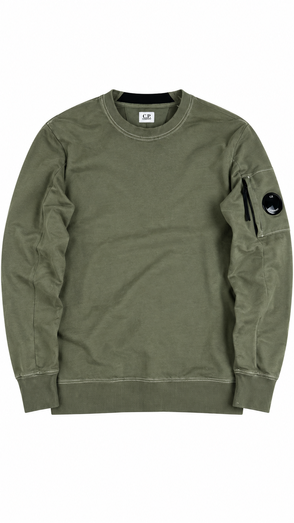 Pull Crewneck C.P Company Lens Resist Dyed kaki taille M, seconde main authentifiée NB08 — vue 1