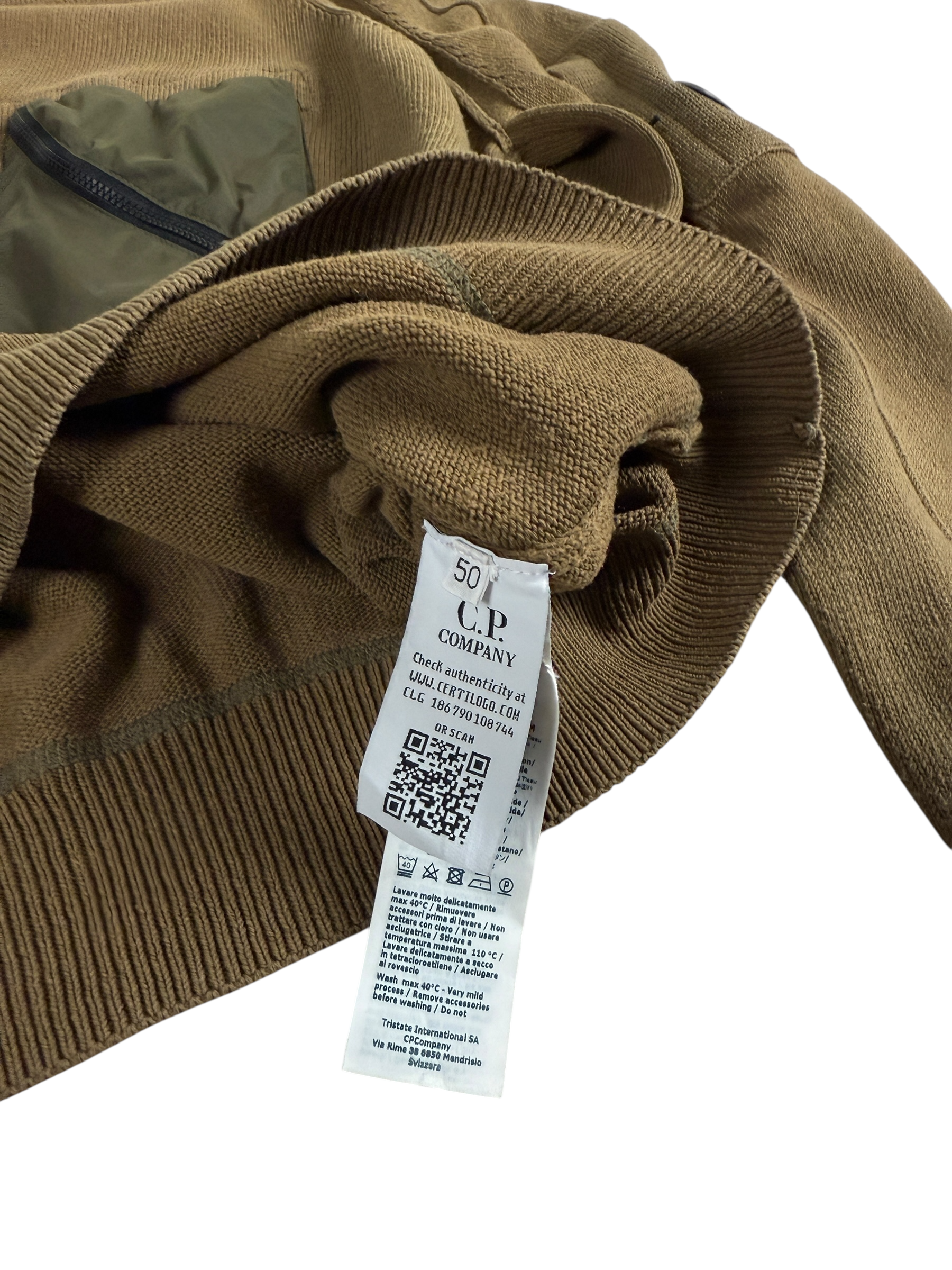 Pull C.P Company kaki taille L - Détail