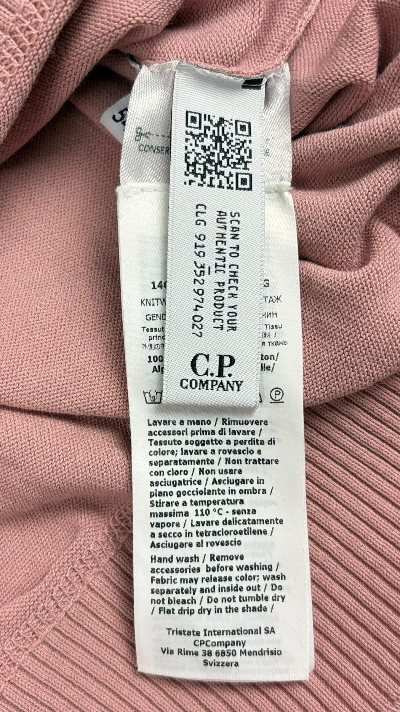 Pull C.P Company rose taille 54 - Logo et étiquette