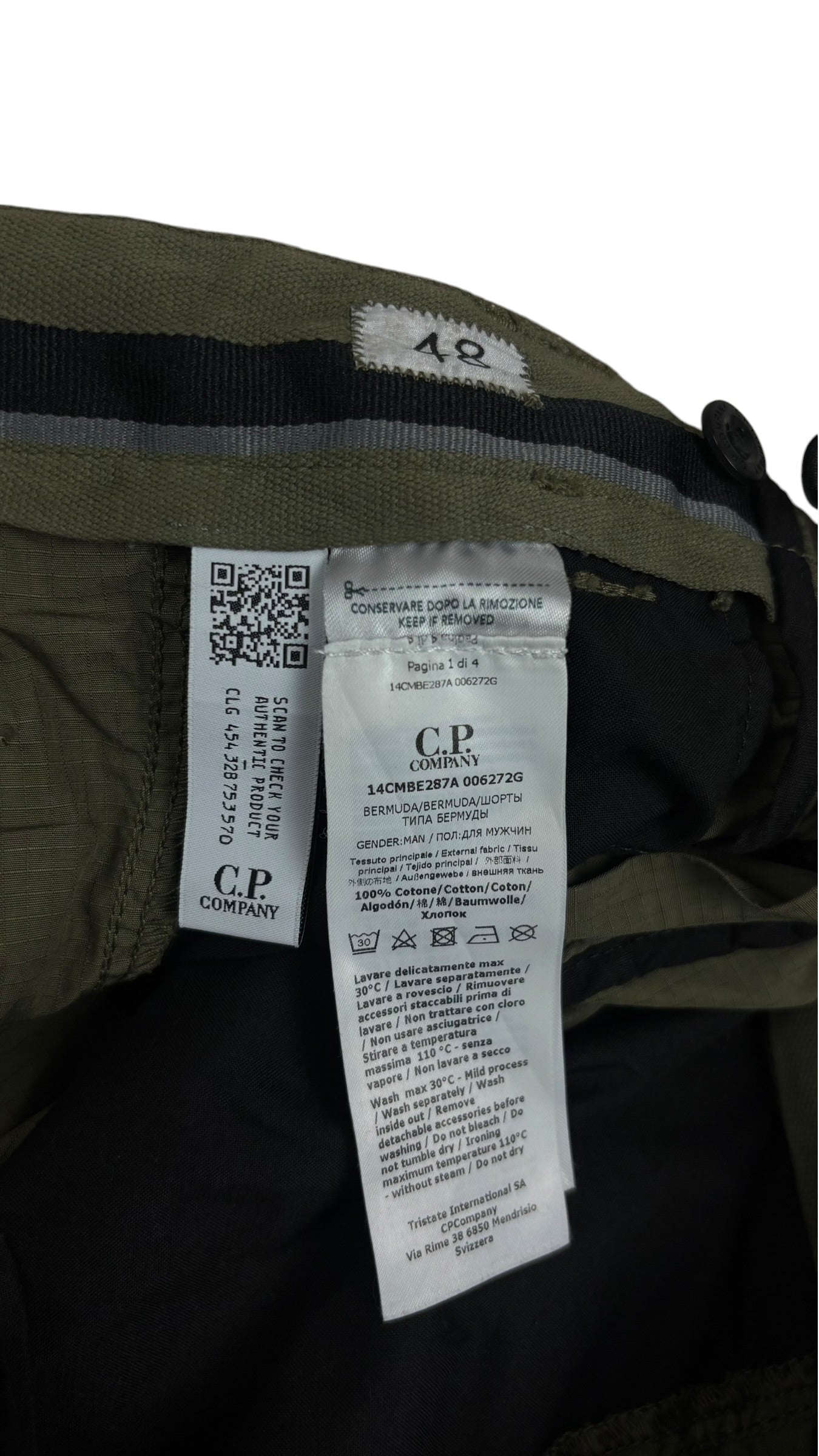 Short C.P Company kaki taille 48 - Vue côté