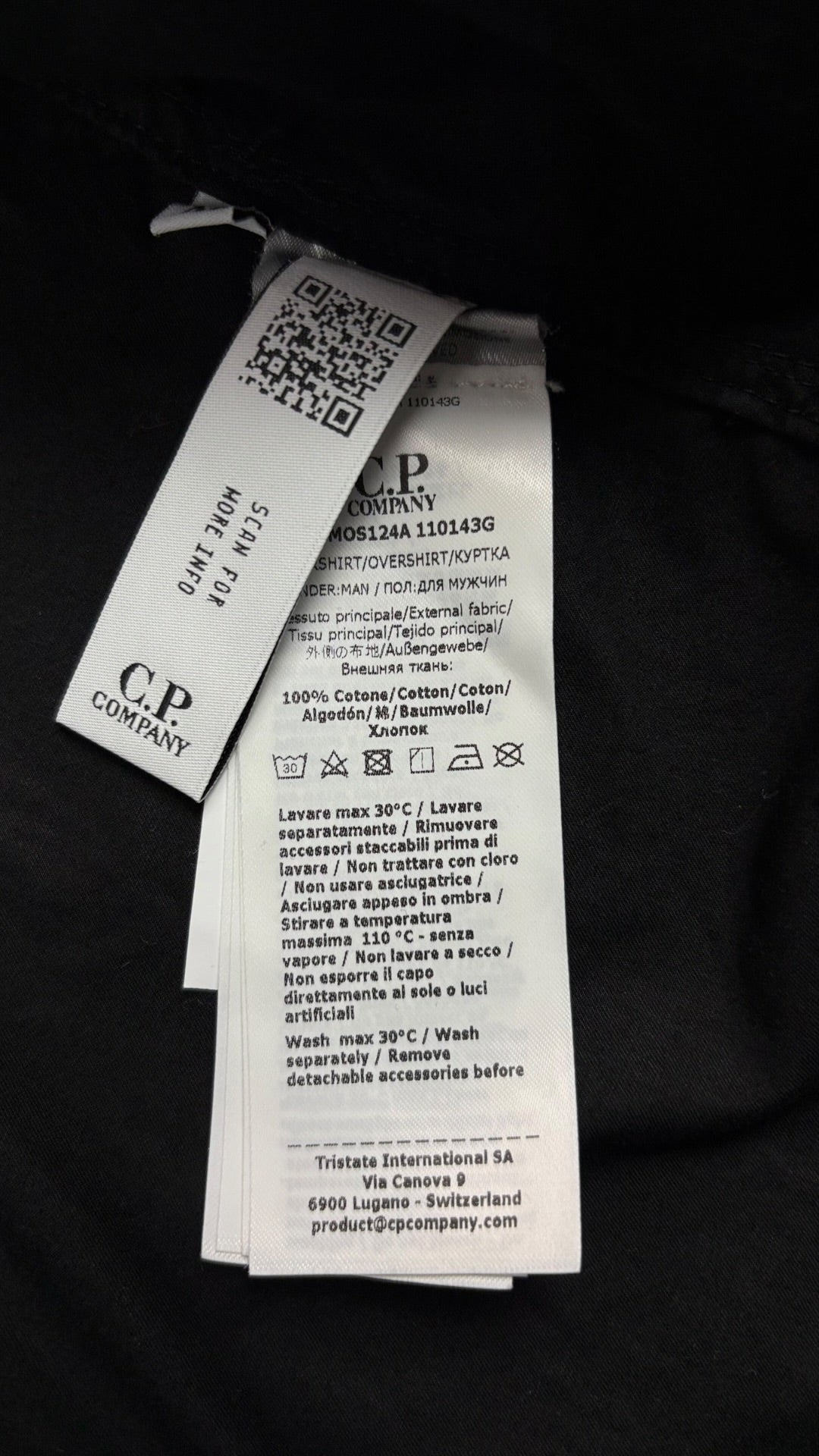 Surchemise C.P Company noir taille M - Logo et étiquette