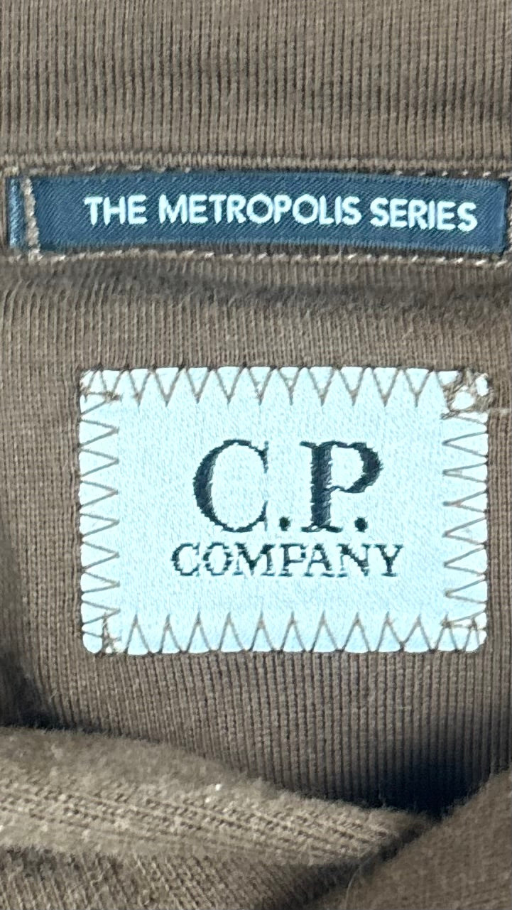 Sweat-shirt Hoodie C.P Company The Metropolis Series marron taille S, détail étiquettes et finitions — vue 3