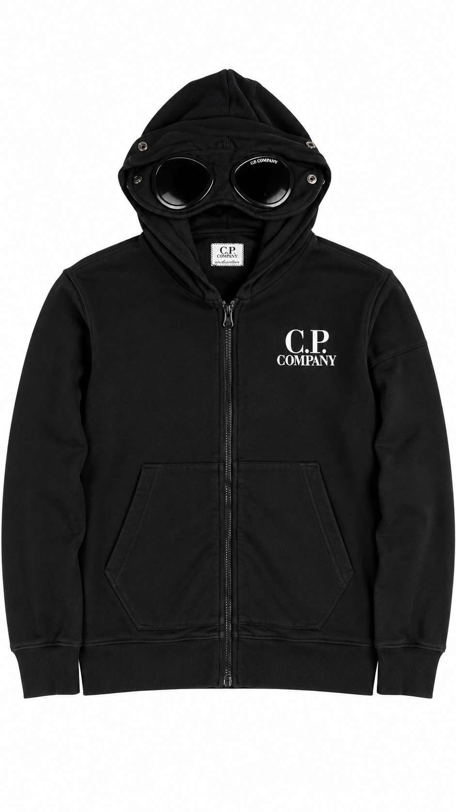 Sweat-shirt Hoodie Zippé C.P Company Junior Goggle noir taille 14 ans, seconde main authentifiée NB08 — vue 1