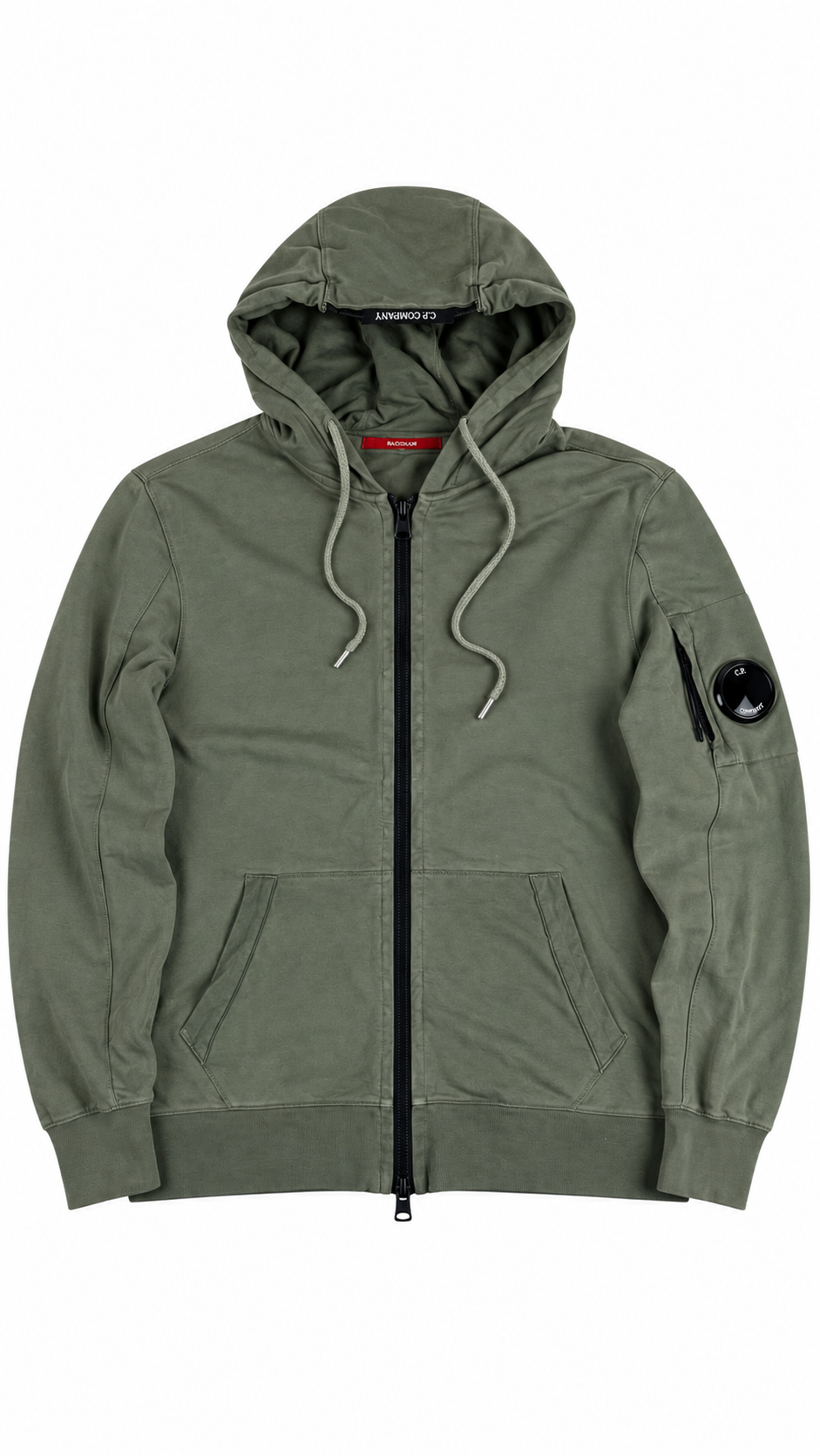 Sweat-shirt Hoodie Zippé C.P Company Lens kaki taille L, seconde main authentifiée NB08 — vue 1