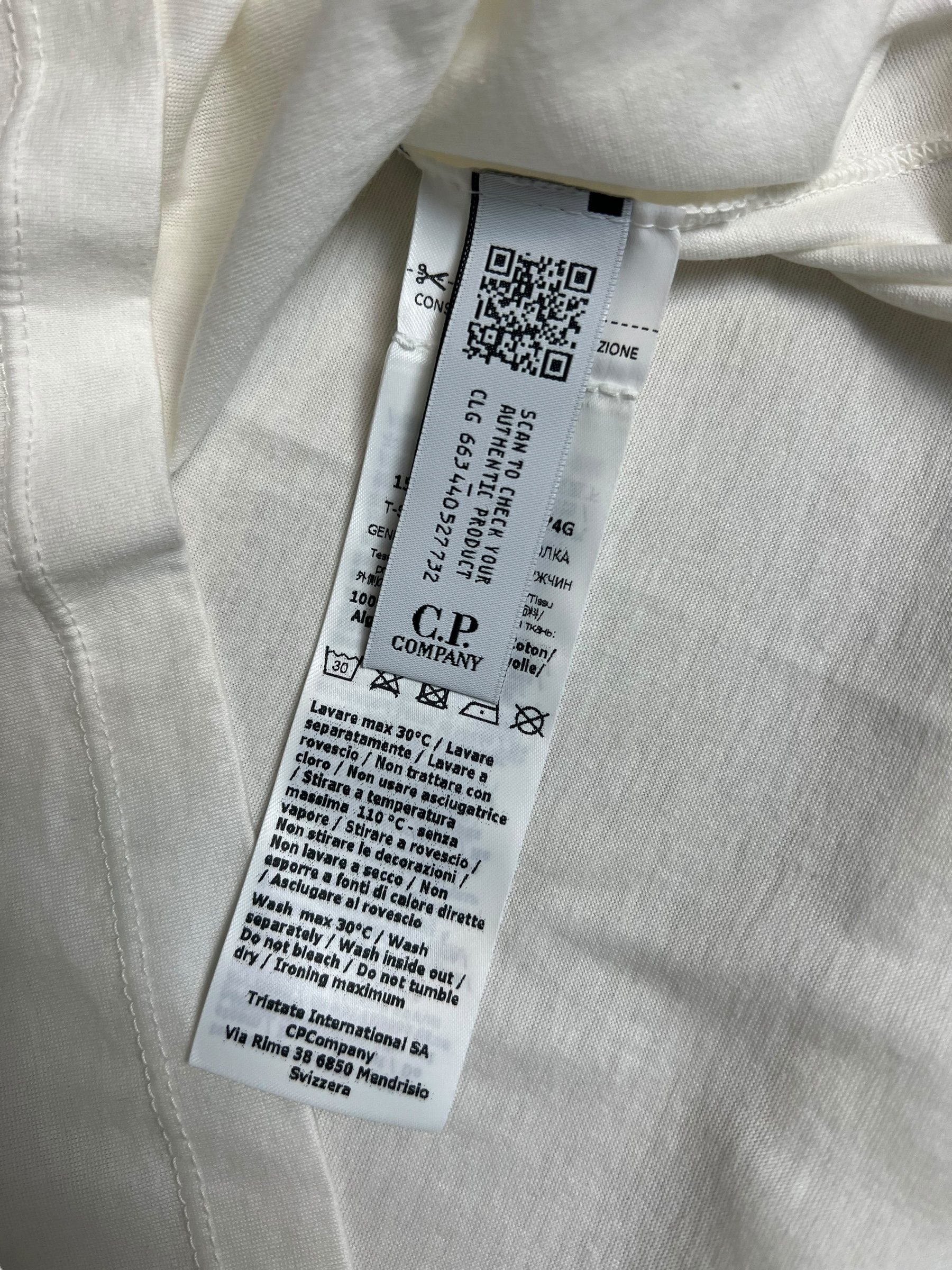 Veste C.P Company blanc taille XL - Logo et étiquette