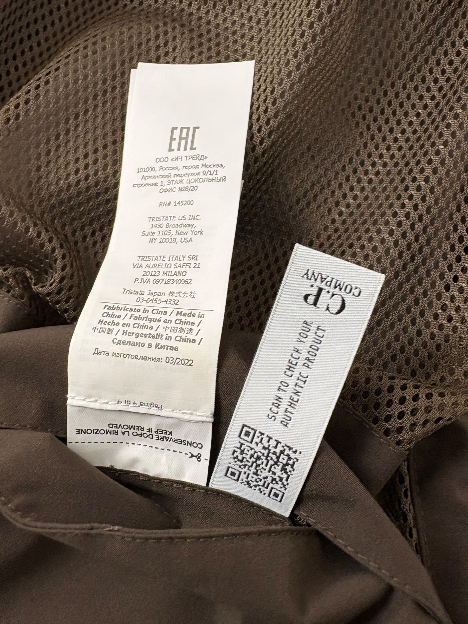 Veste C.P Company marron taille 50 - Logo et étiquette