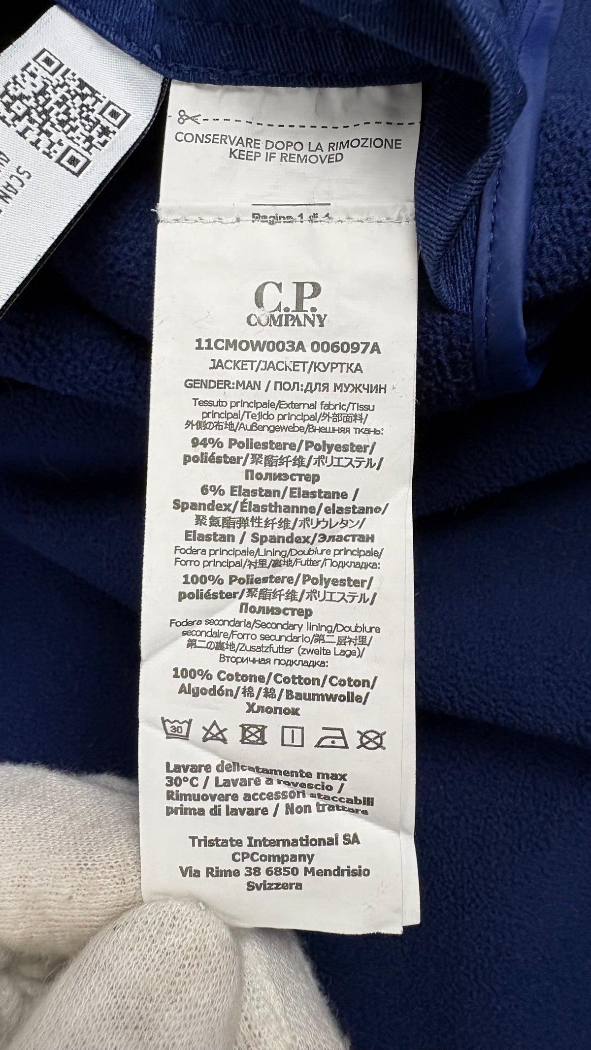 Veste C.P Company Shell-R bleu, détail étiquettes et finitions — vue 8