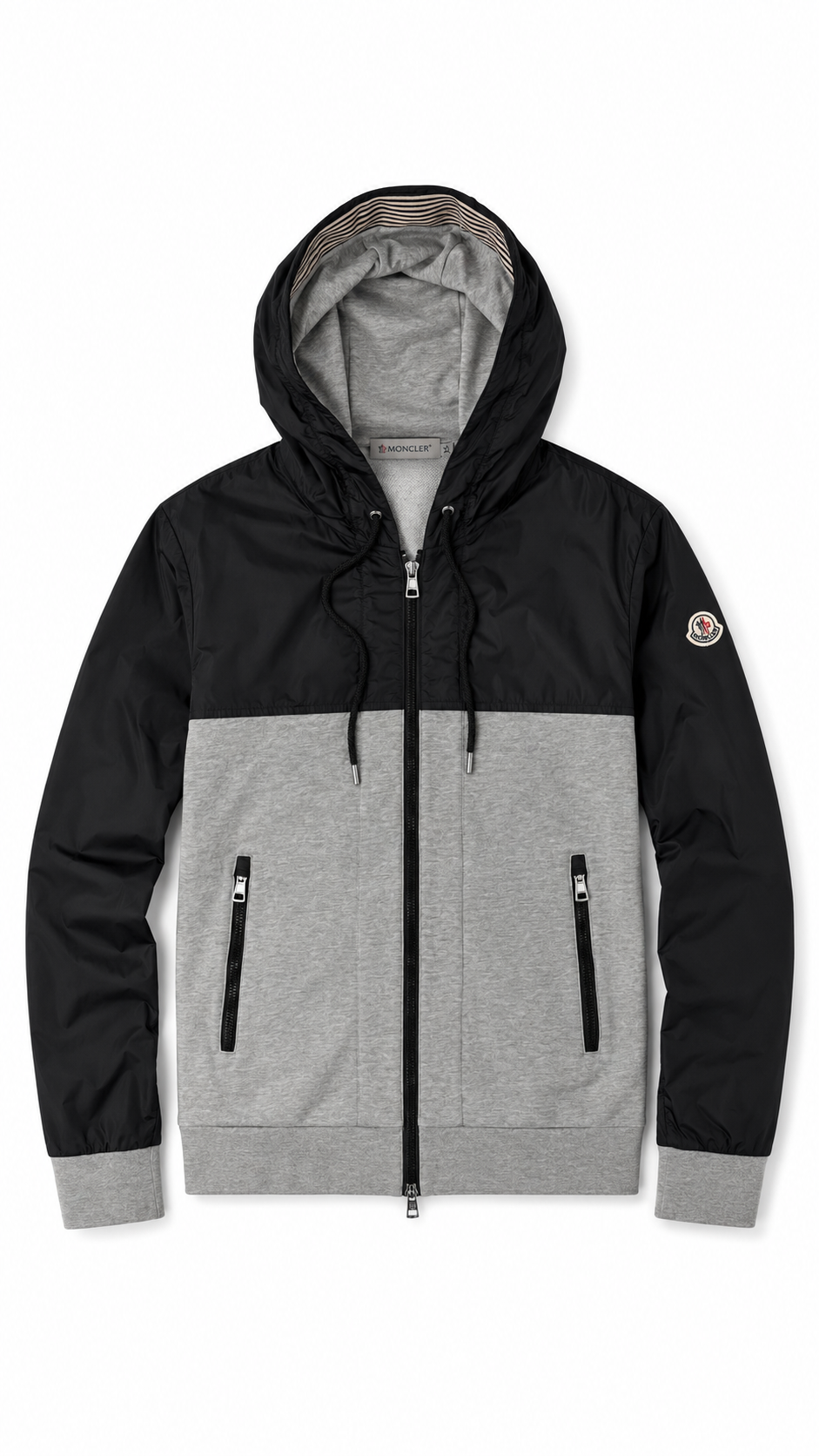 Cardigan Hybride Moncler gris noir taille XL - vue 1/4