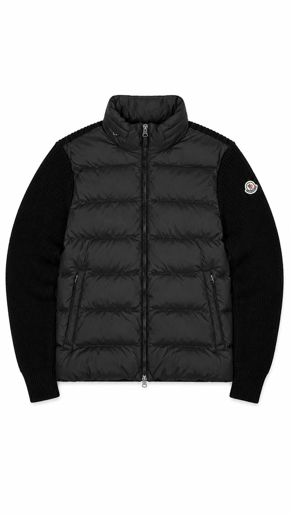 Cardigan Moncler bimatière à capuche marine noir taille L neuf - vue 1/5