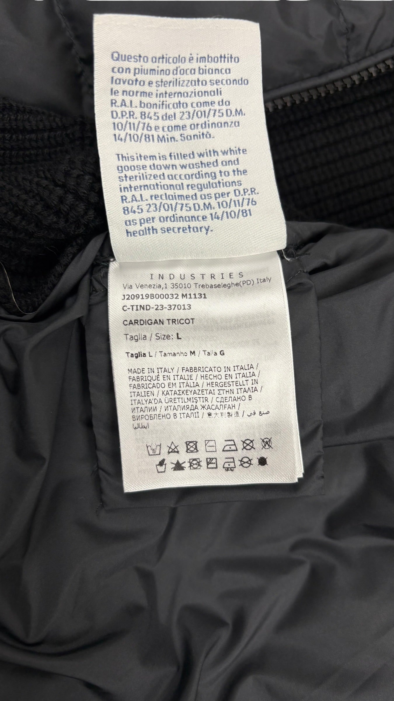 Cardigan Moncler bimatière à capuche marine noir taille L neuf - vue 4/5