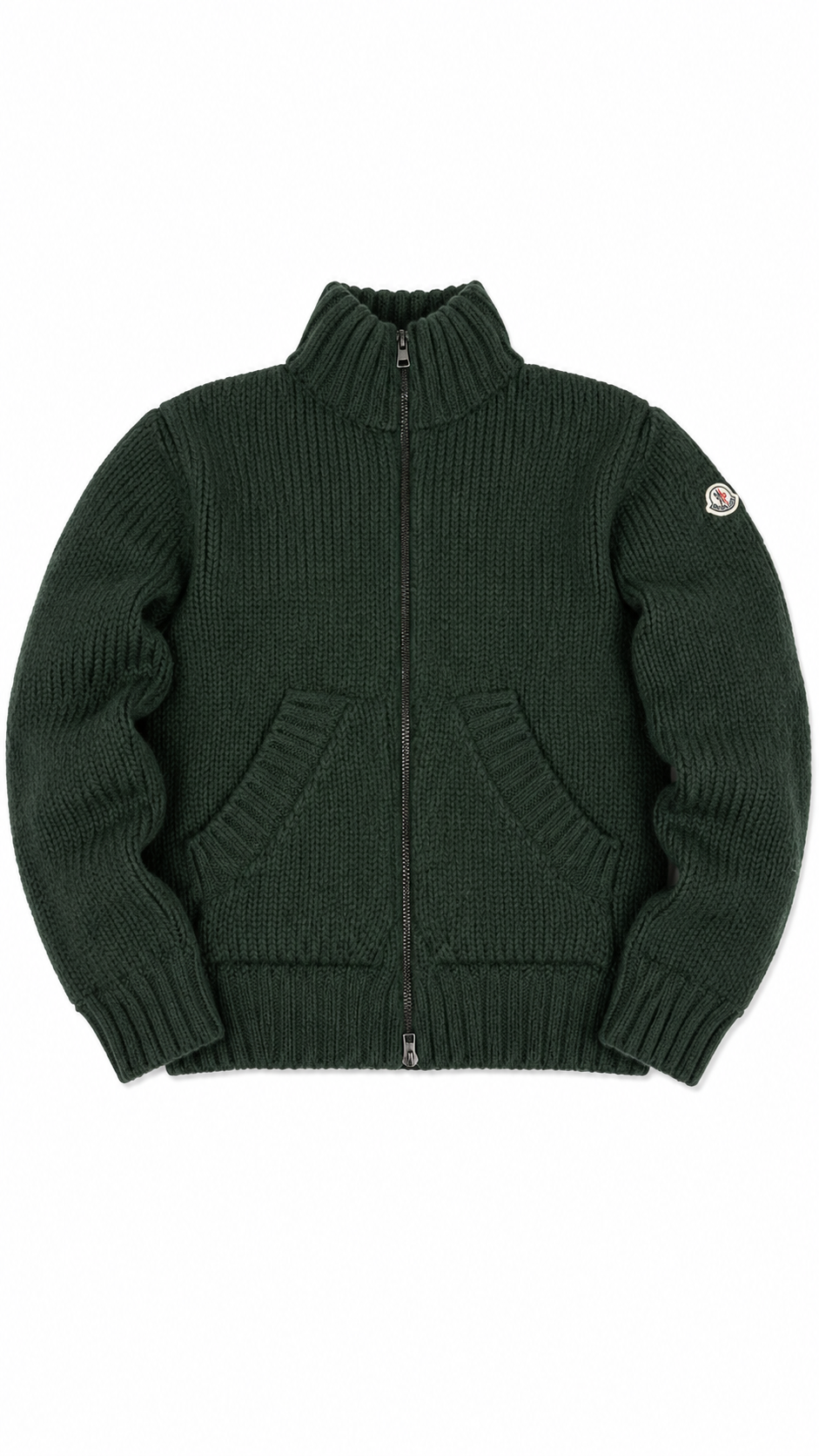 Cardigan Moncler zippé en laine kaki taille L neuf - vue 1/6