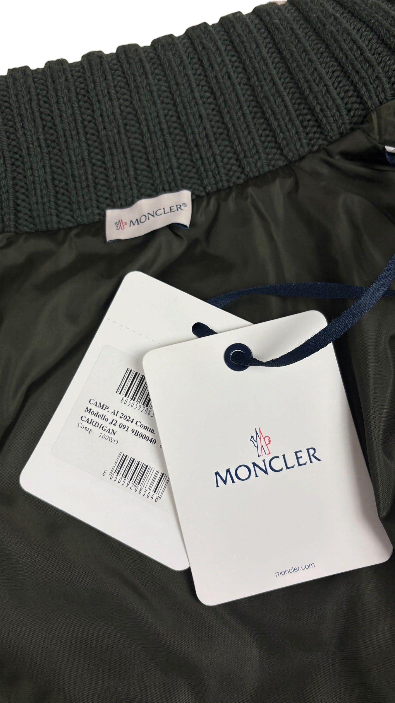 Cardigan Moncler zippé en laine kaki taille L neuf - vue 4/6