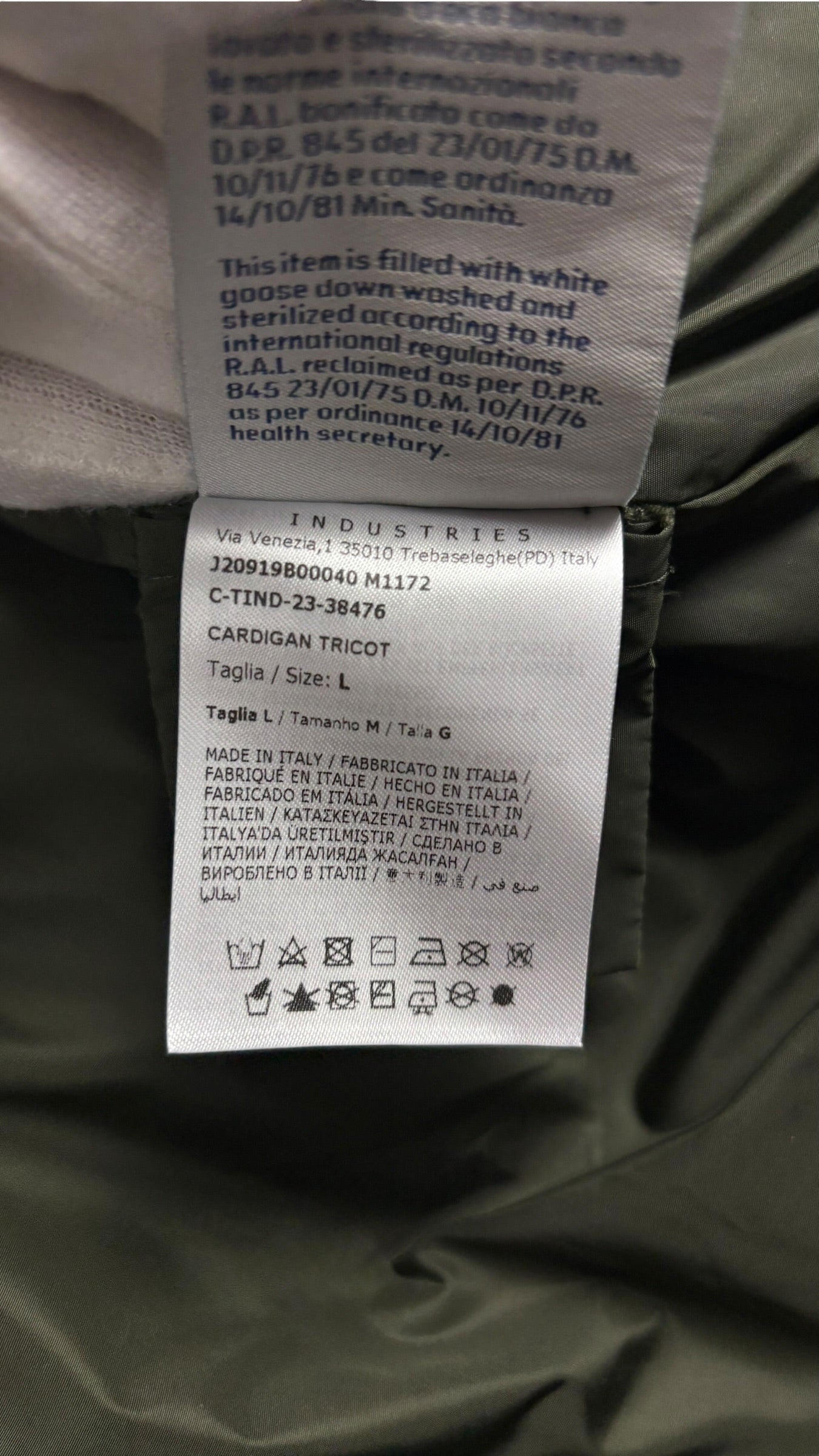 Cardigan Moncler zippé en laine kaki taille L neuf - vue 5/6