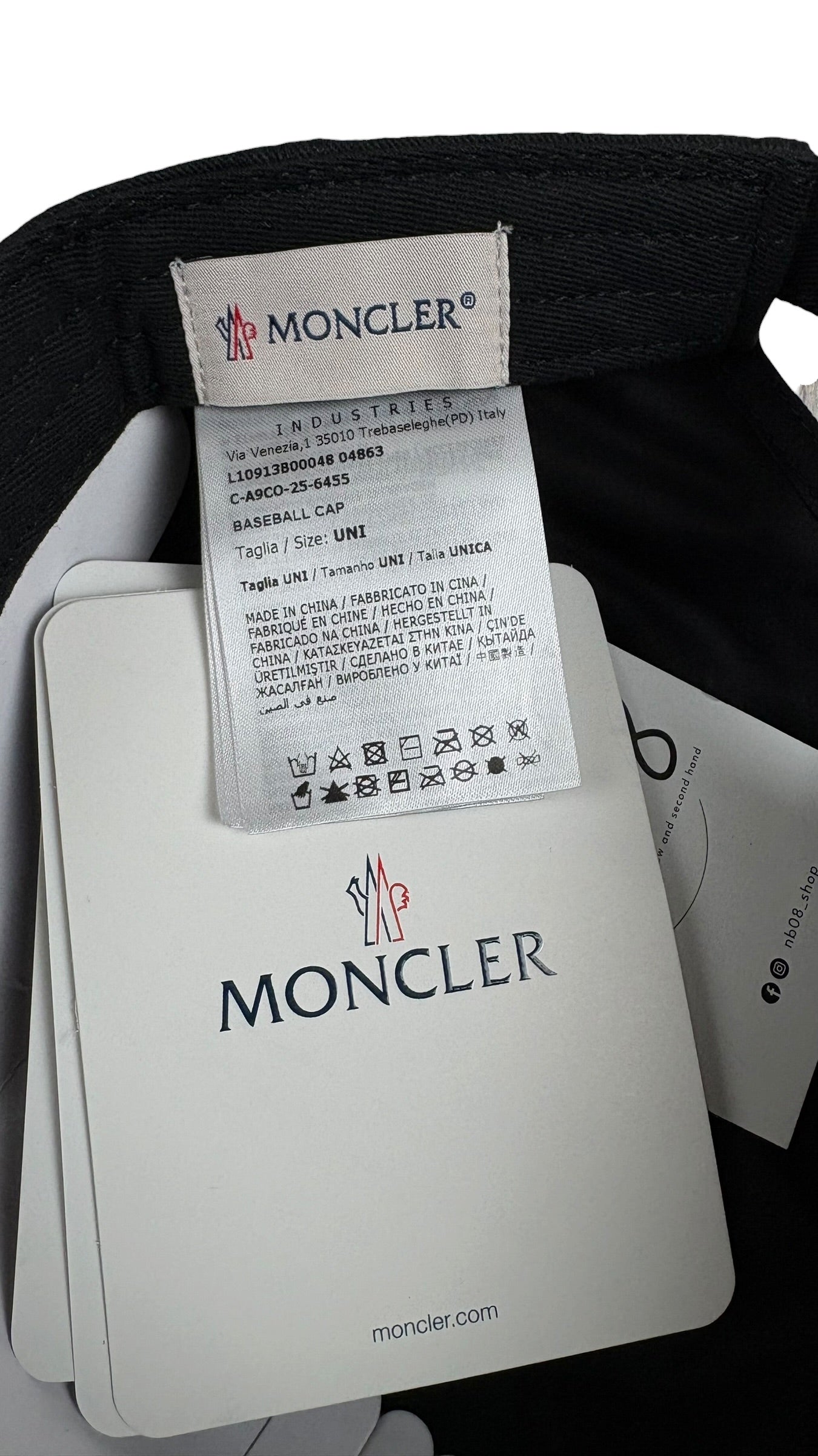 Casquette Moncler noir Collection 2026 - vue 3/4