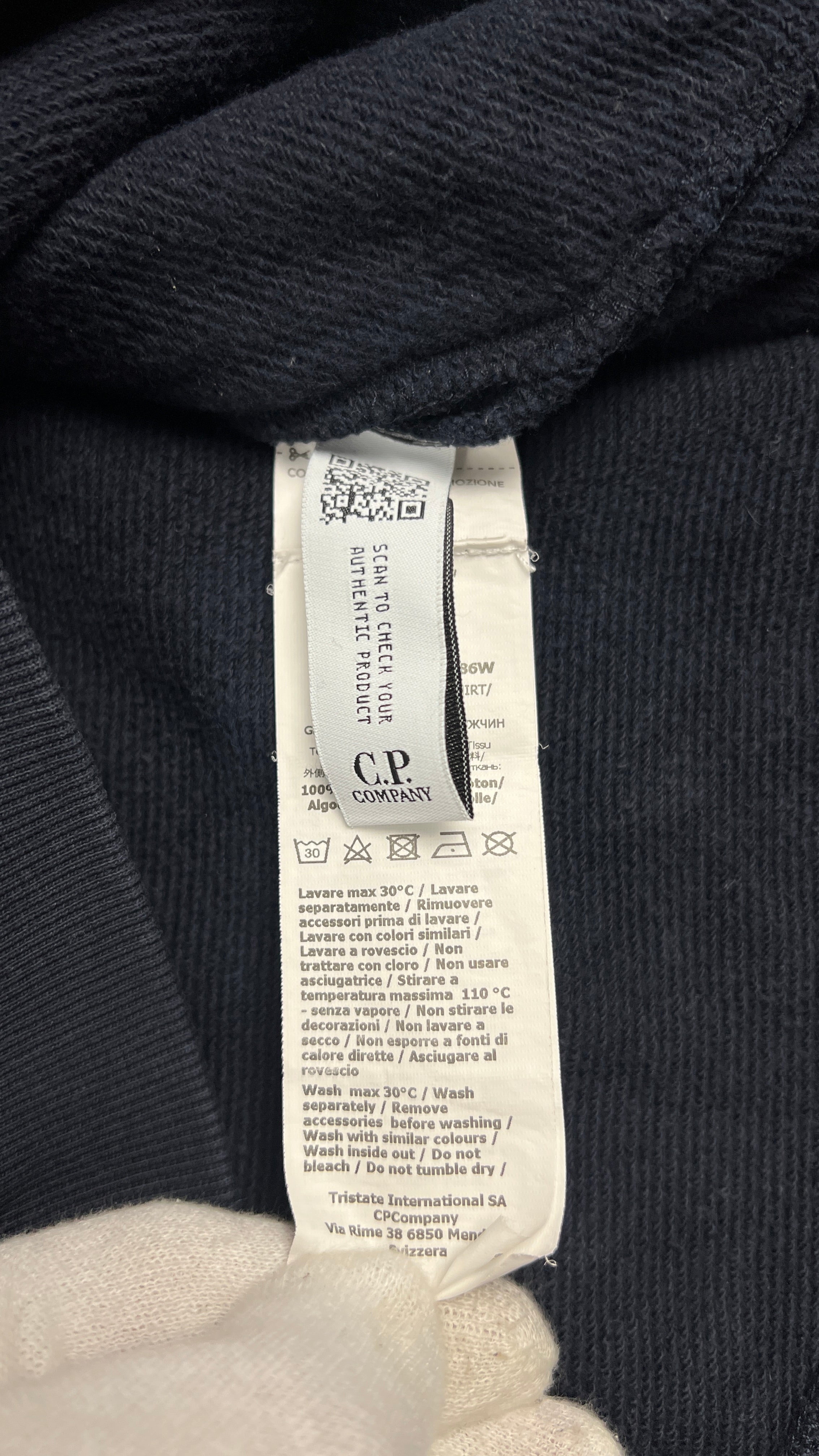 Sweat demi-zip C.P Company marine taille L, détail matière — vue 5