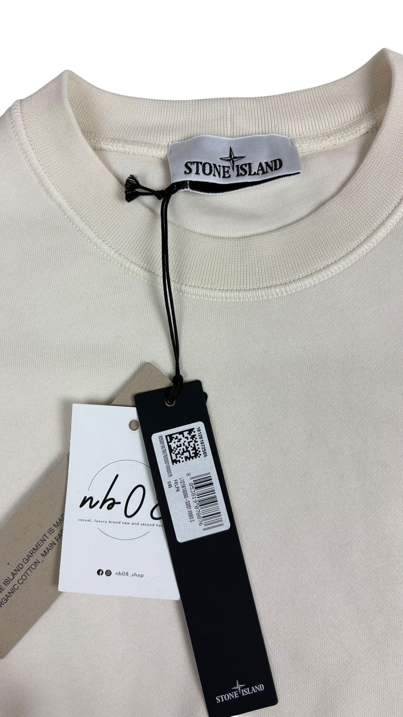 Crewneck Pull Stone Island crème taille S Collection 2026 - vue 3/4