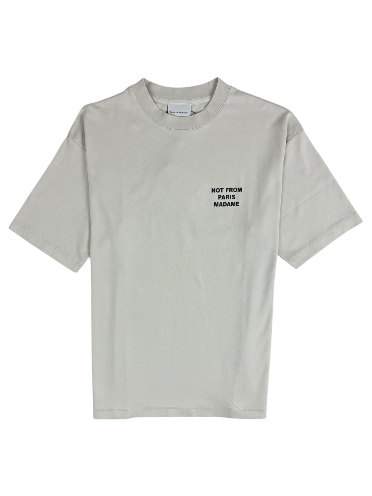 Tee-shirt Drôle De Monsieur Slogan noir, neuf, détail étiquettes et finitions — vue 4